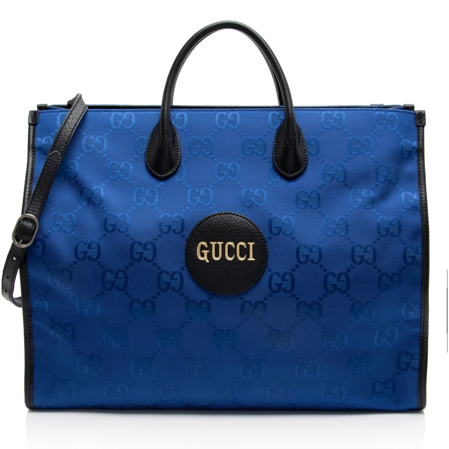 Gucci GG Econyl Off Grid SHF-dVvQJP Leather Nylon Black Blue Tote Bag