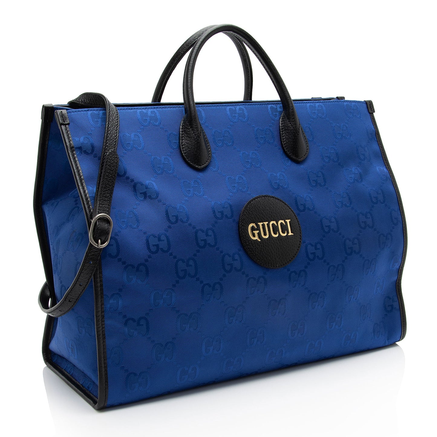 Gucci GG Econyl Off Grid SHF-dVvQJP Leather Nylon Black Blue Tote Bag