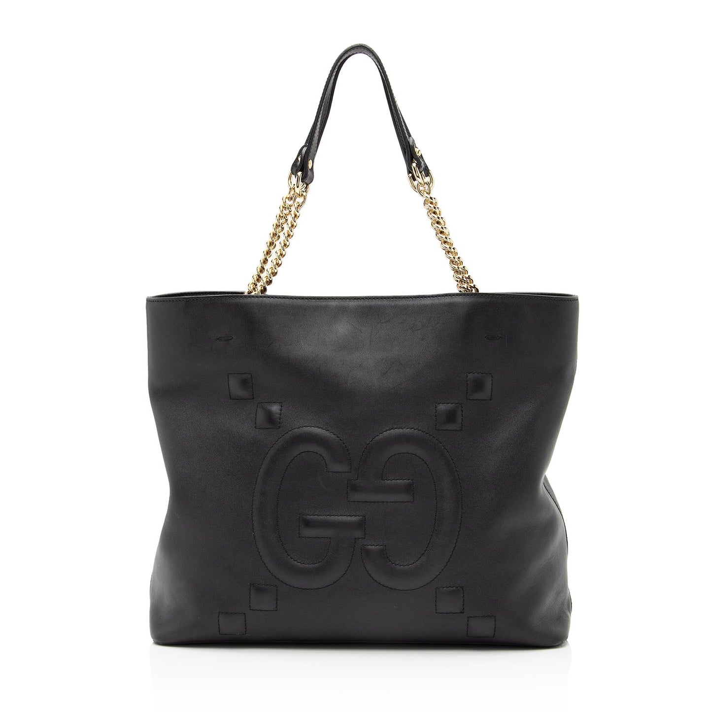 Gucci GG Embossed Apollo SHF Calfskin Black Large Tote Bag