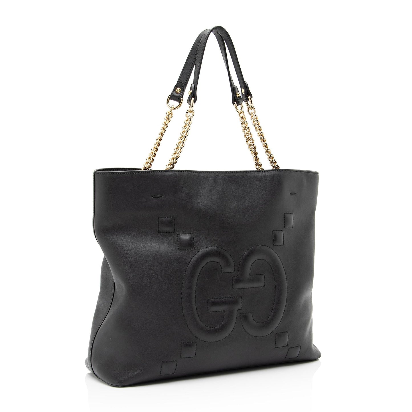 Gucci GG Embossed Apollo SHF Calfskin Black Large Tote Bag