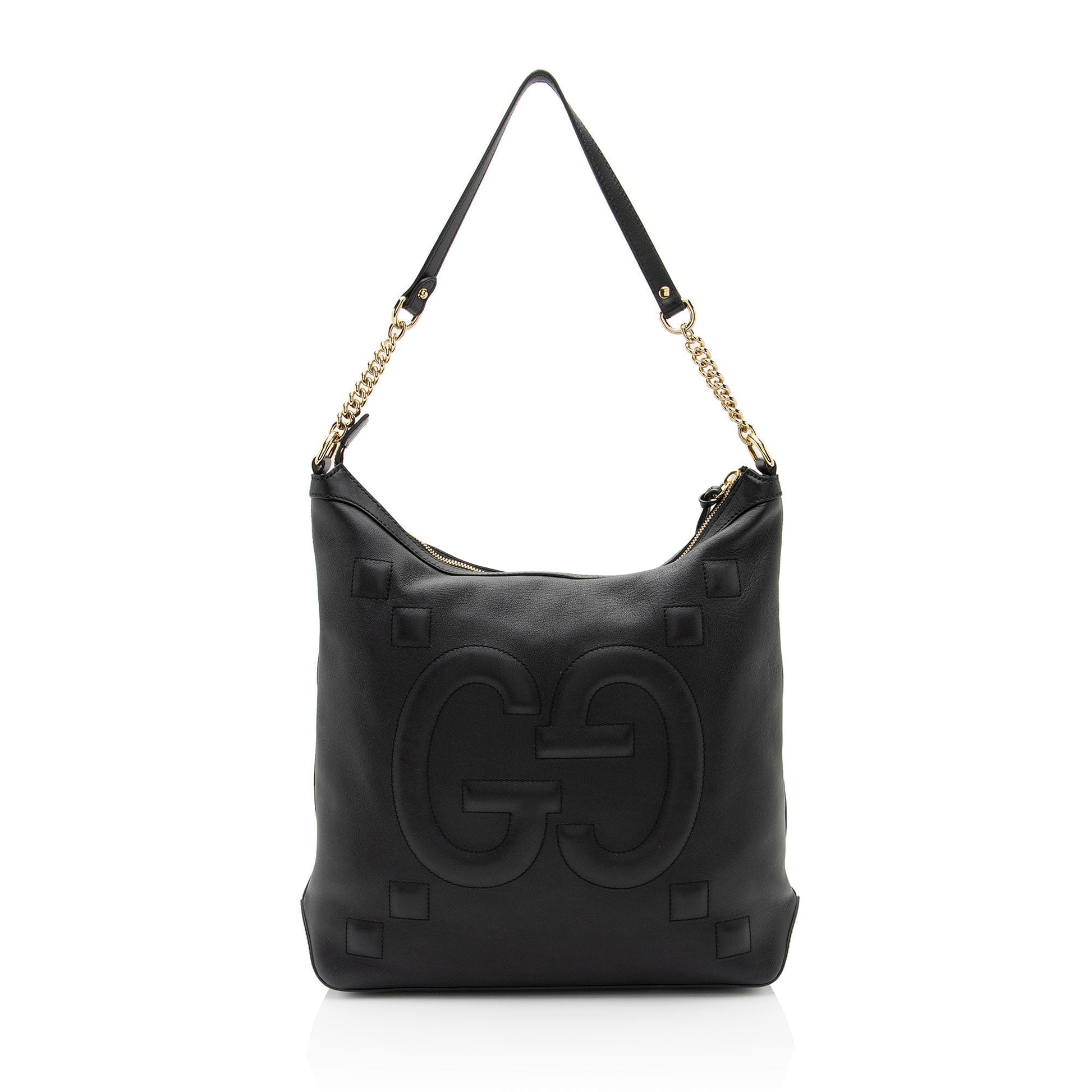 Gucci GG Embossed Apollo SHF-Y2LwuL Calfskin Black Shoulder Bag