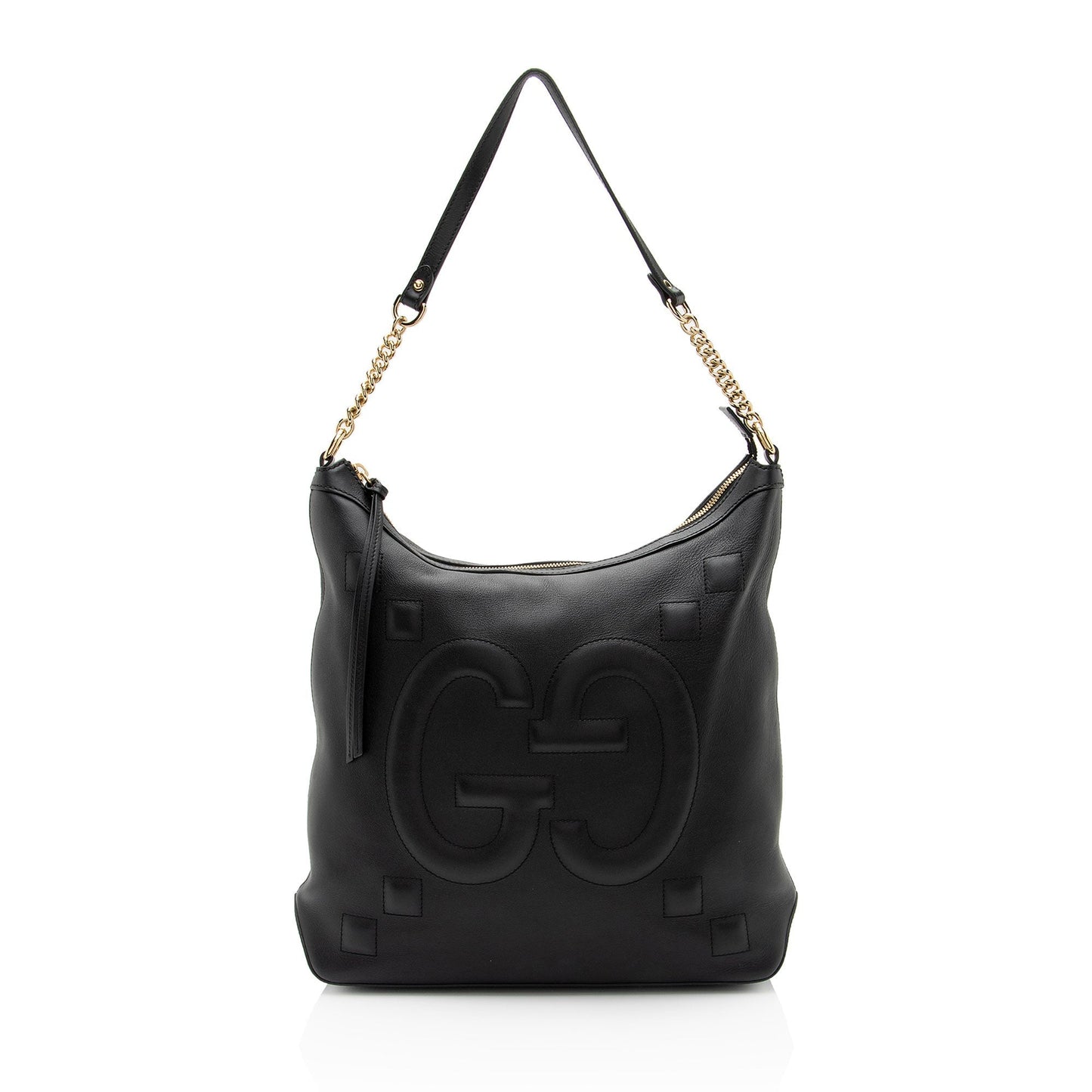 Gucci GG Embossed Apollo SHF-Y2LwuL Calfskin Black Shoulder Bag