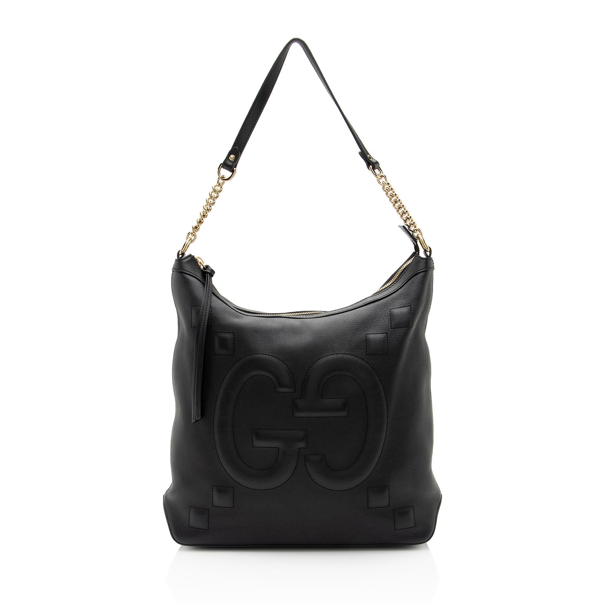 Gucci GG Embossed Apollo SHF-Y2LwuL Calfskin Black Shoulder Bag