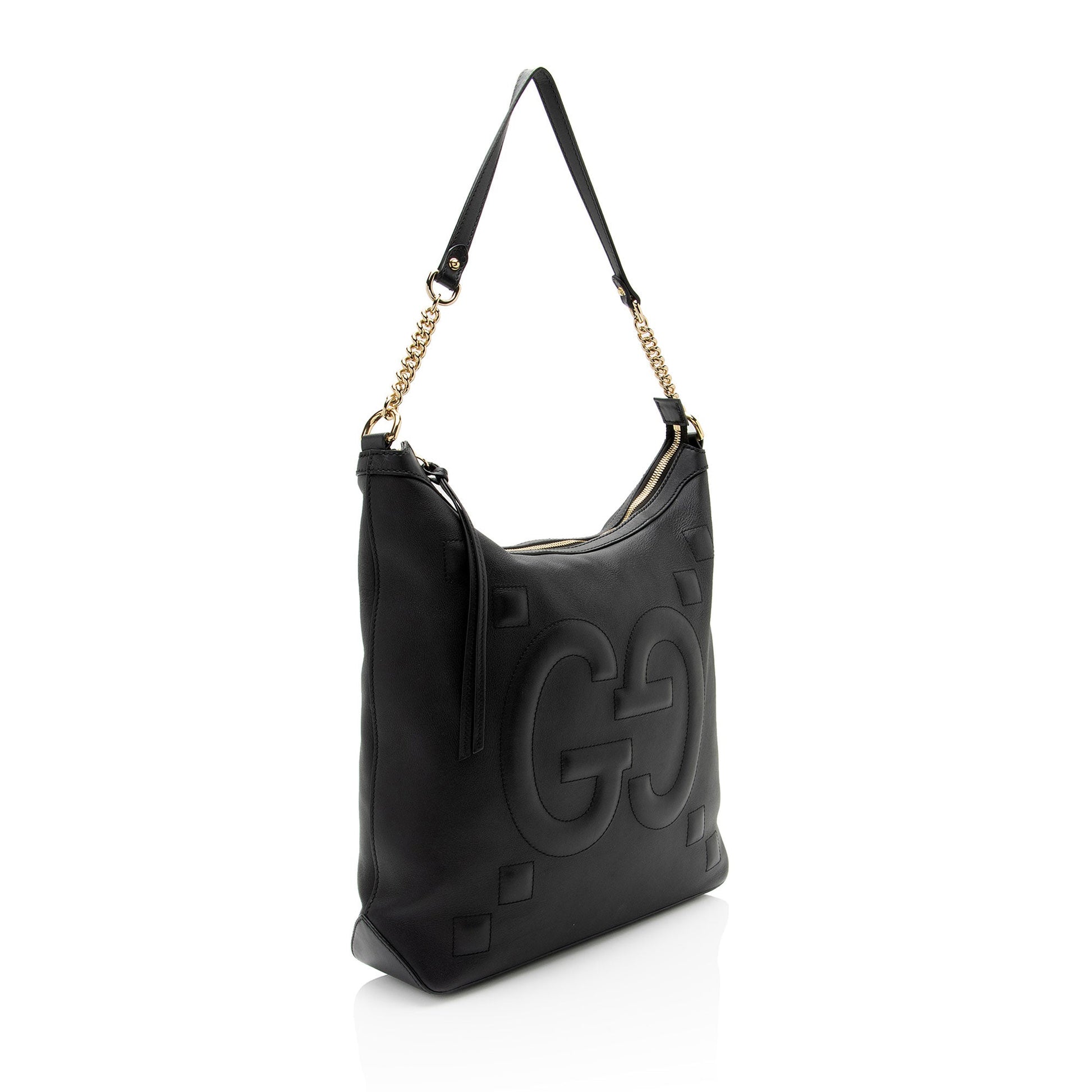Gucci GG Embossed Apollo SHF-Y2LwuL Calfskin Black Shoulder Bag