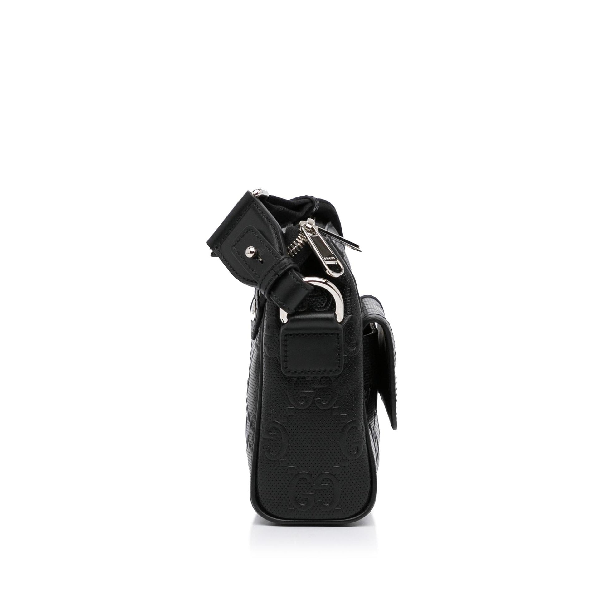 Gucci GG Embossed SHG-bS3vYW Calf Black Crossbody Bag