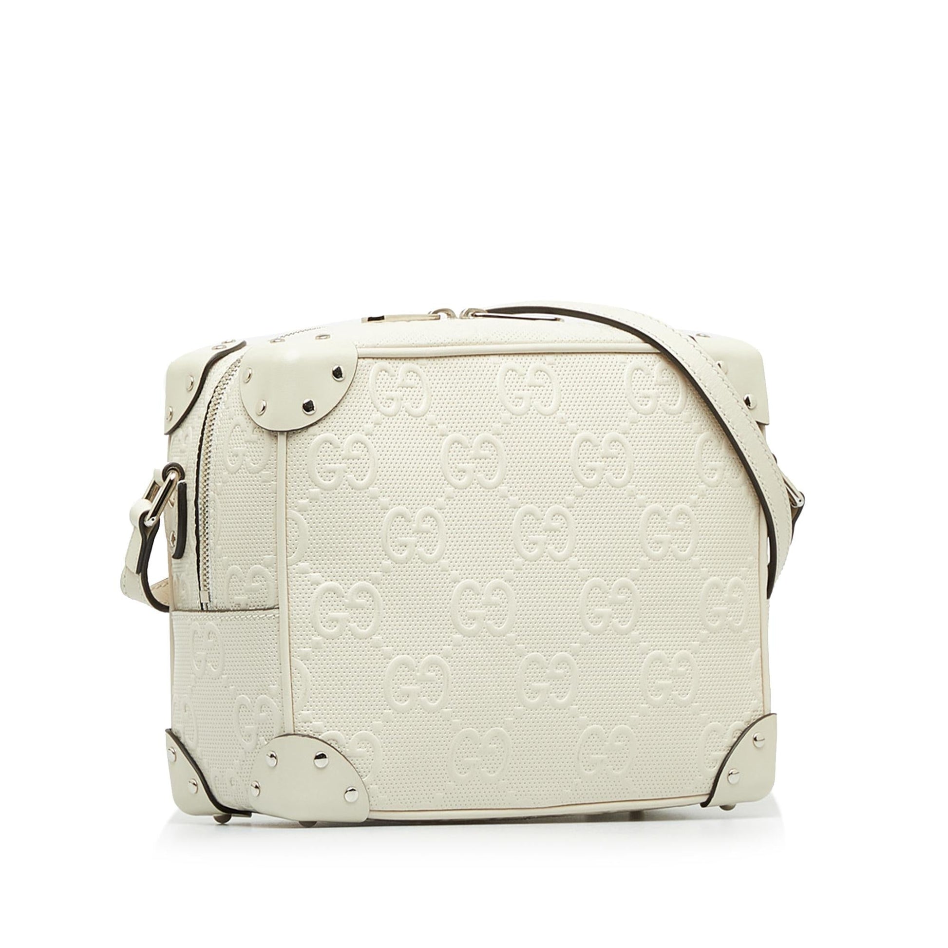 Gucci GG Embossed Perforated Square SHG-dVXLVM Calf White Crossbody Bag