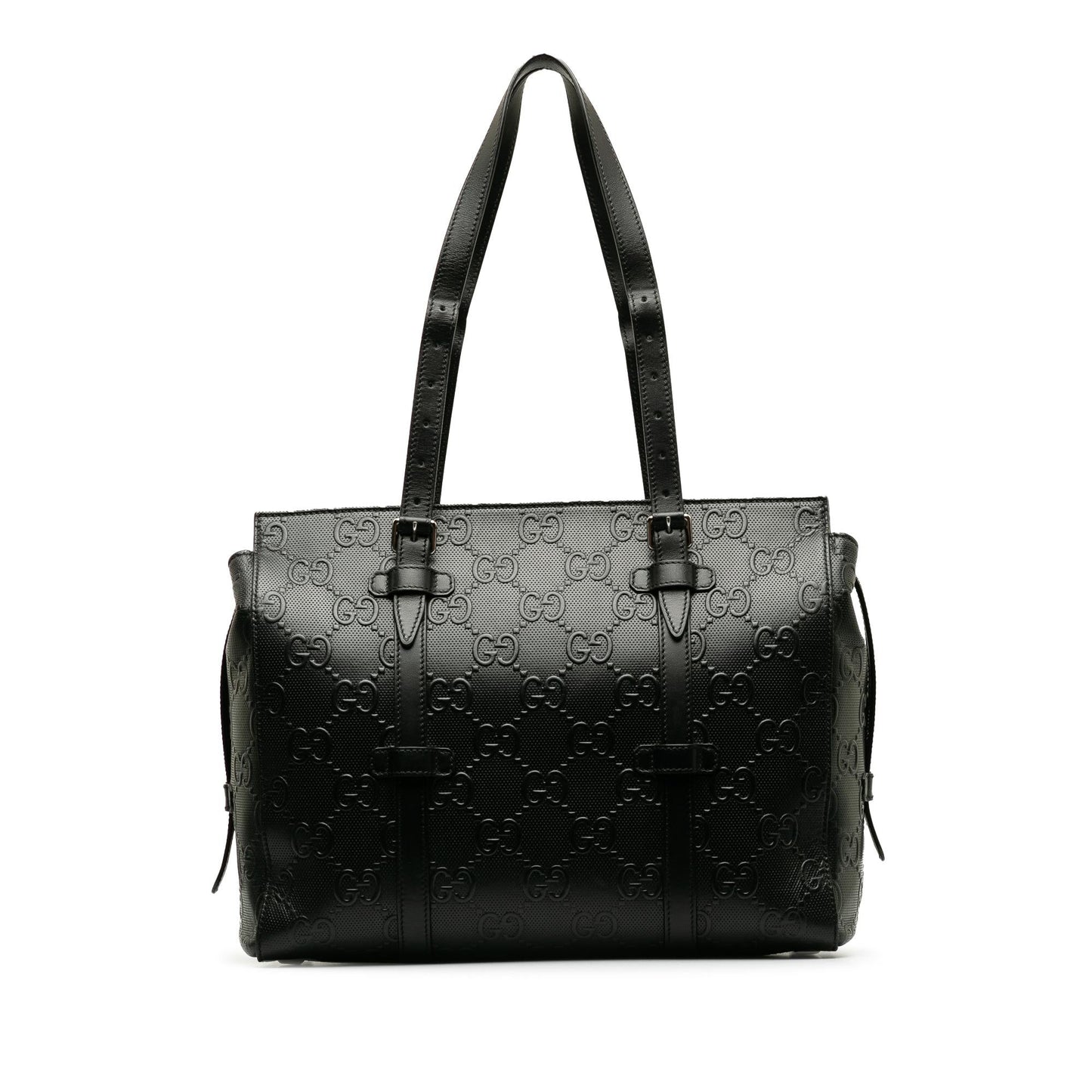 Gucci GG Embossed SHG-w2F0hl Calf Black Tote Bag