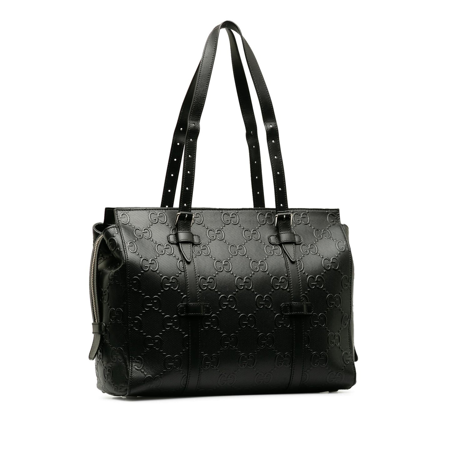Gucci GG Embossed SHG-w2F0hl Calf Black Tote Bag