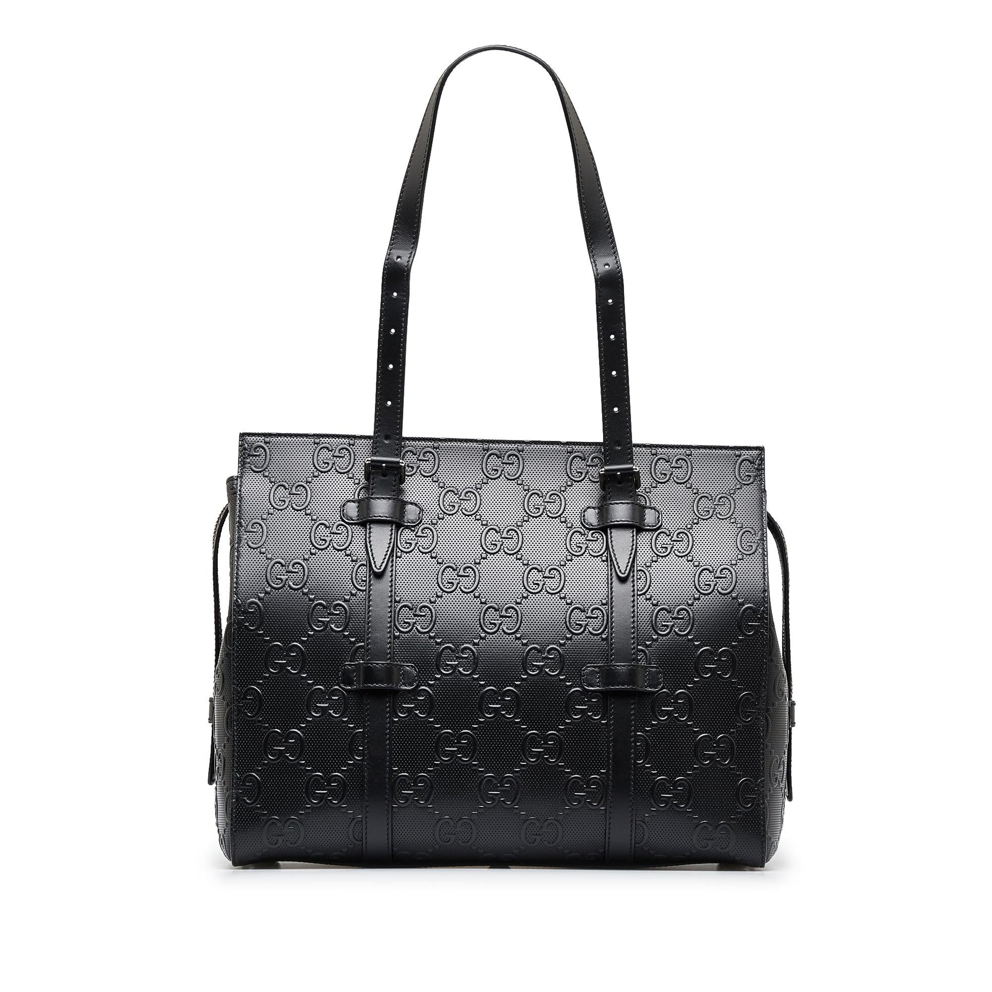 Gucci GG Embossed Calf Black Tote Bag Shg Gmcfjh
