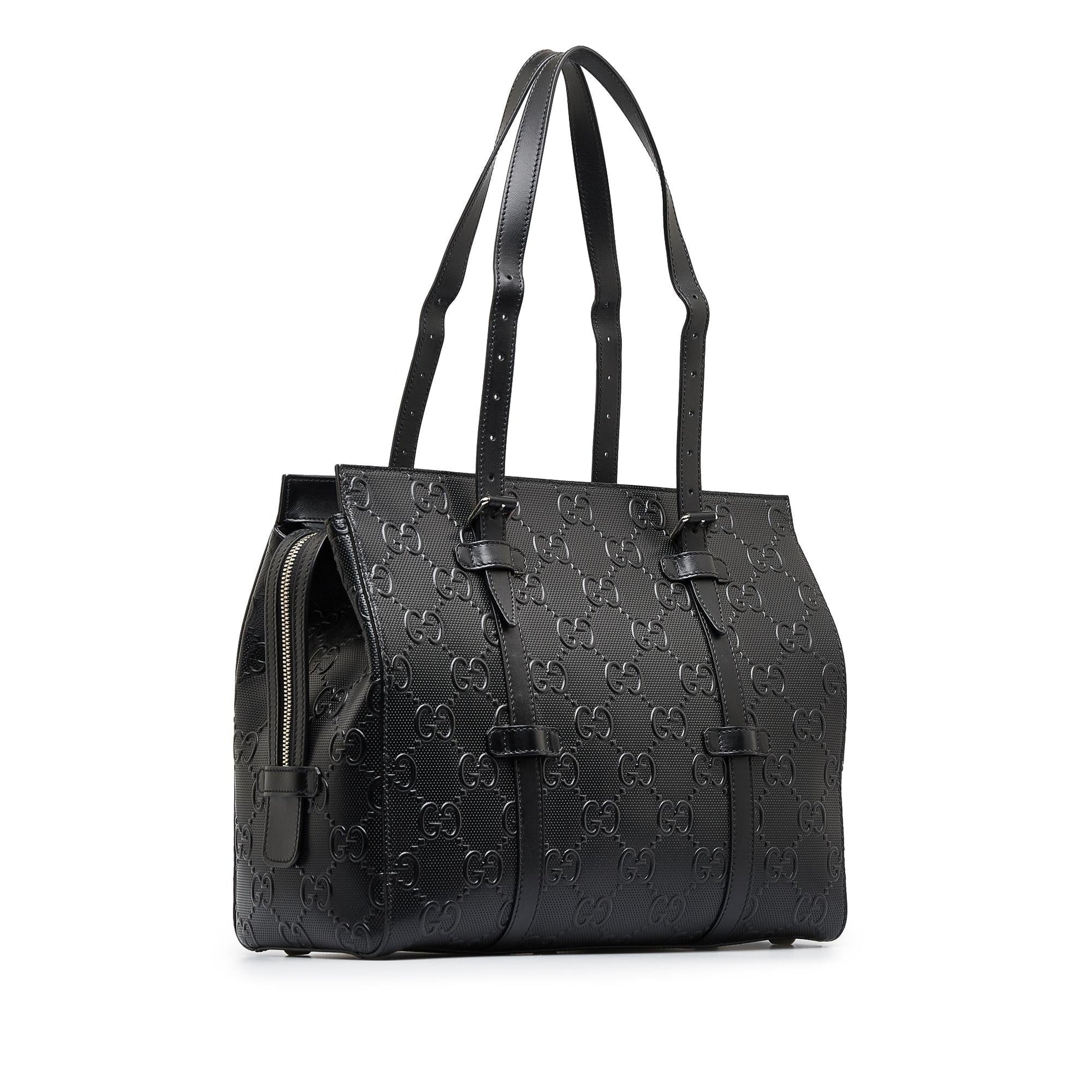 Gucci GG Embossed Calf Black Tote Bag Embossed Tote