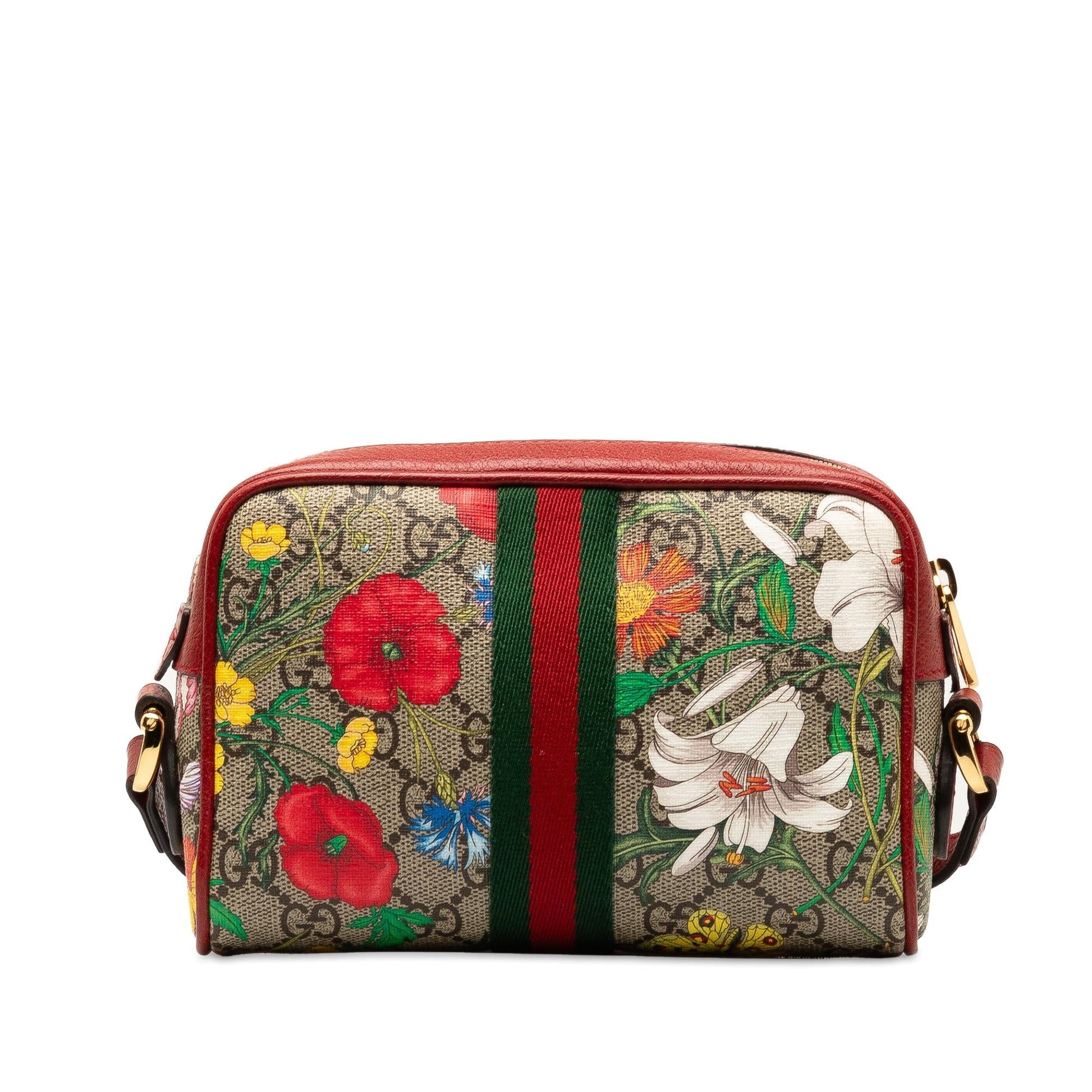 Gucci GG Flora Ophidia SHG-Pl8fXx Canvas Brown Crossbody Bag