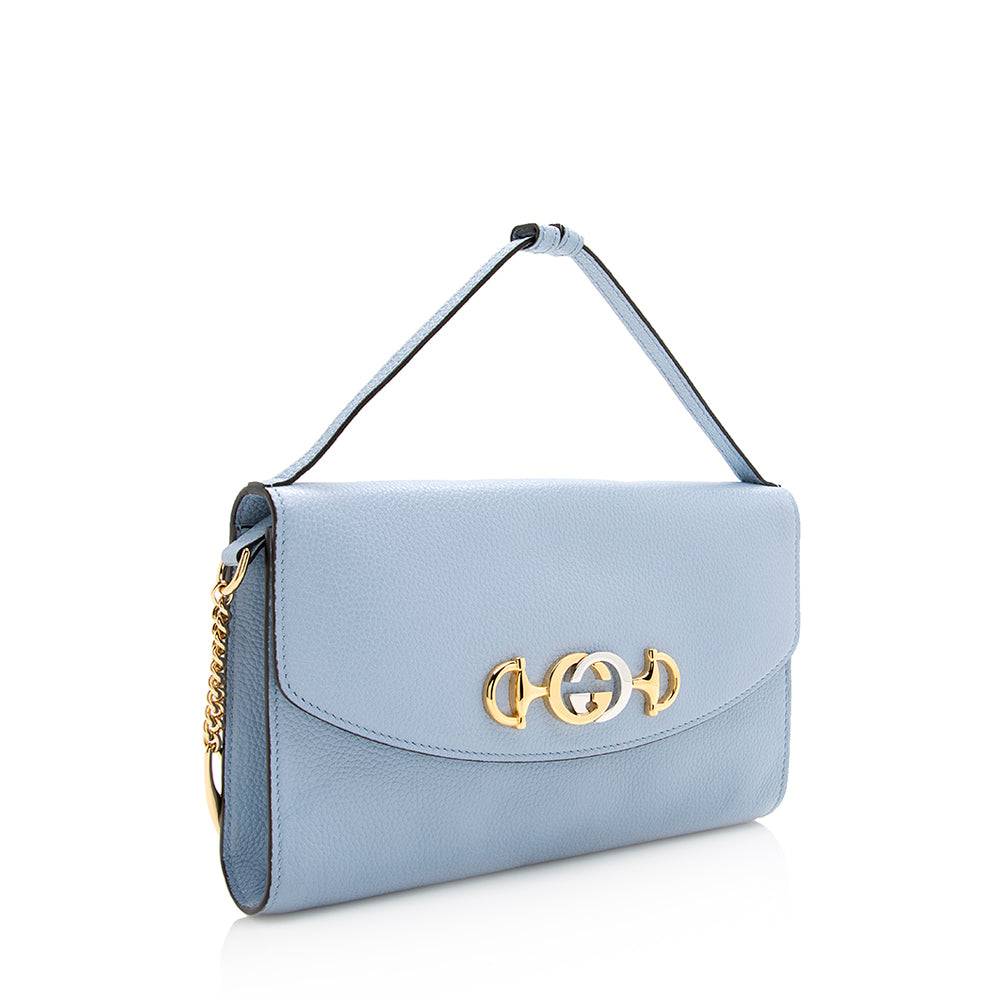 Gucci Zumi SHF Leather Blue Crossbody Bag