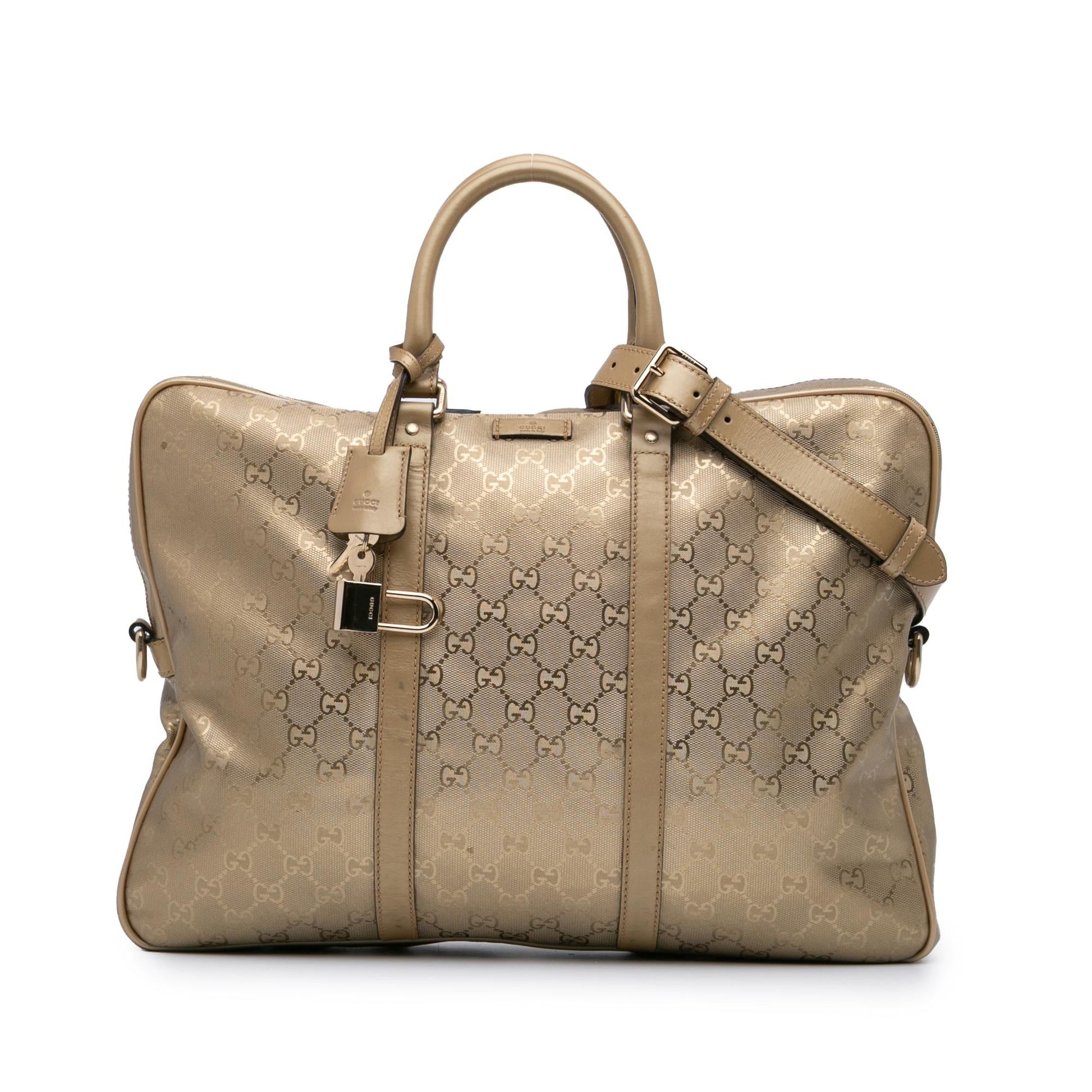 Gucci GG Imprime Business Canvas Gold Tote Bag