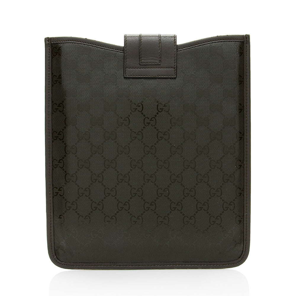 Gucci GG Imprime iPad Case - Leather Canvas Green Handbag
