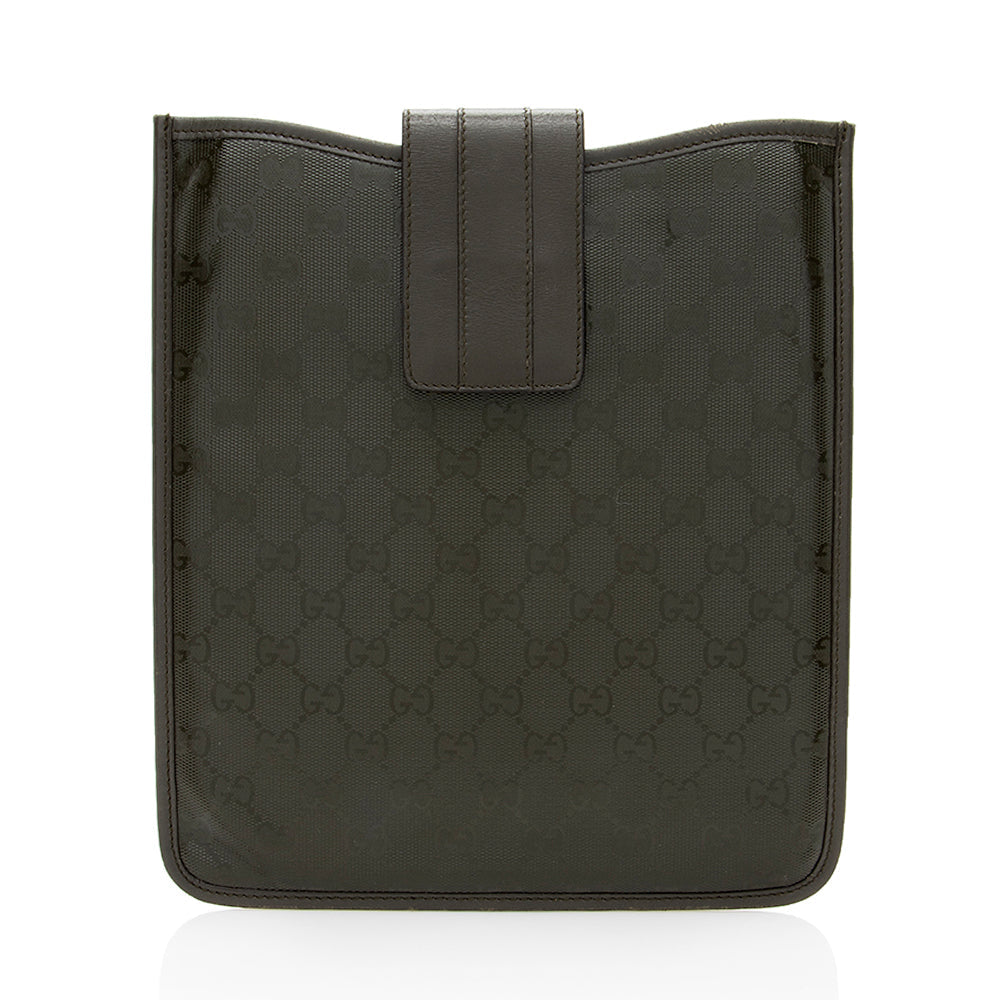 Gucci GG Imprime iPad Case - Leather Canvas Green Handbag