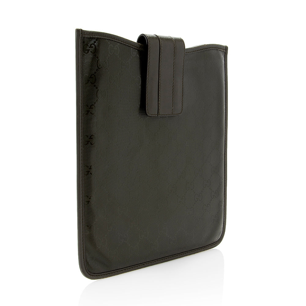 Gucci GG Imprime iPad Case - Leather Canvas Green Handbag