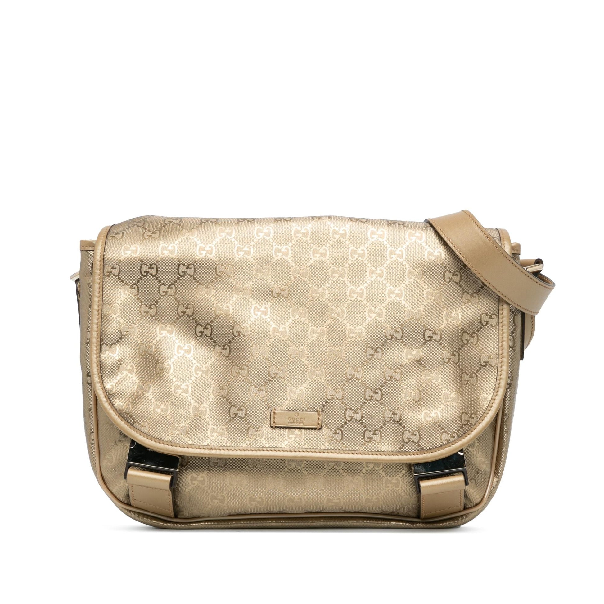 Gucci GG Imprime SHG-4xRtAz Canvas Calf Gold Crossbody Bag