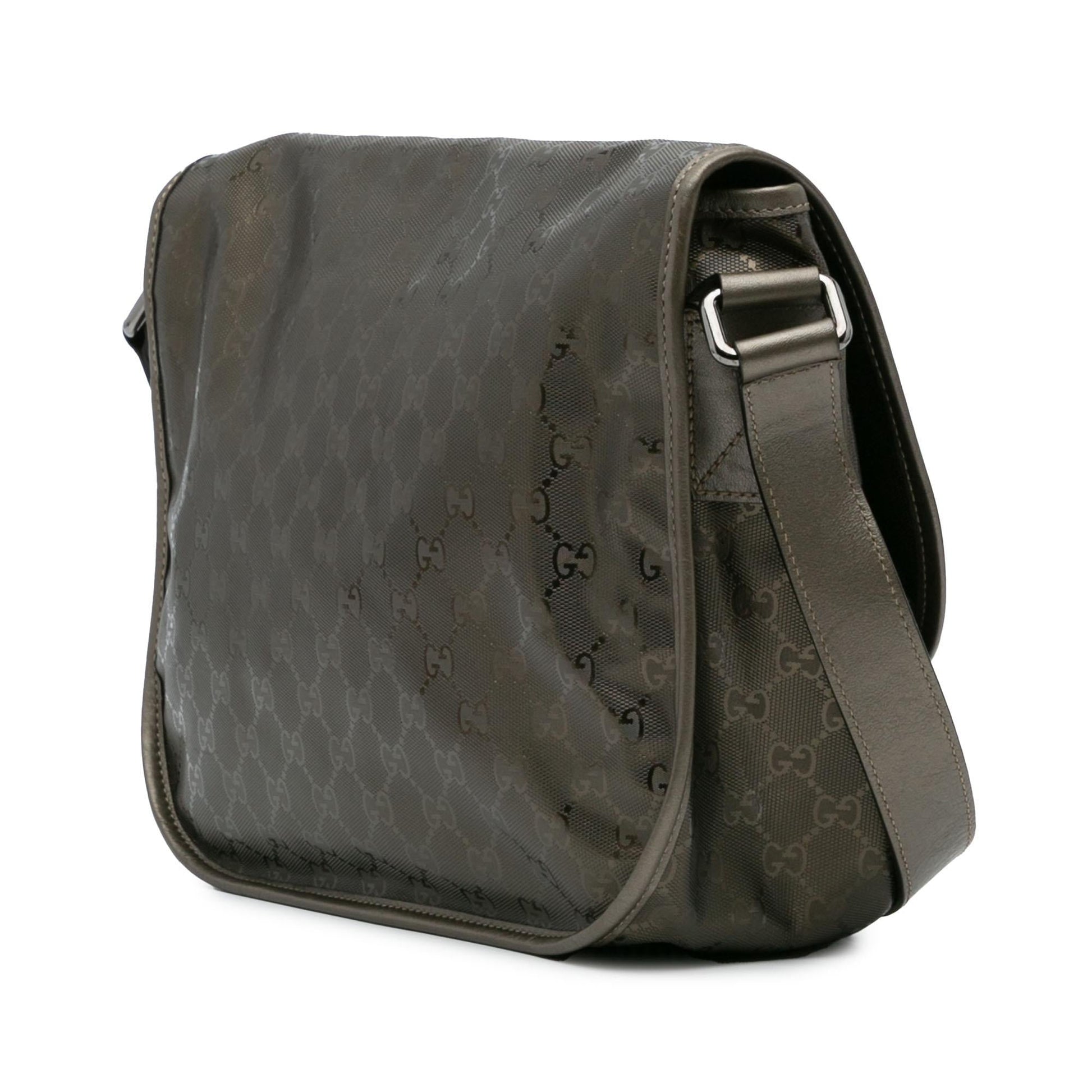 Gucci GG Imprime Canvas Calf Silver Crossbody Bag