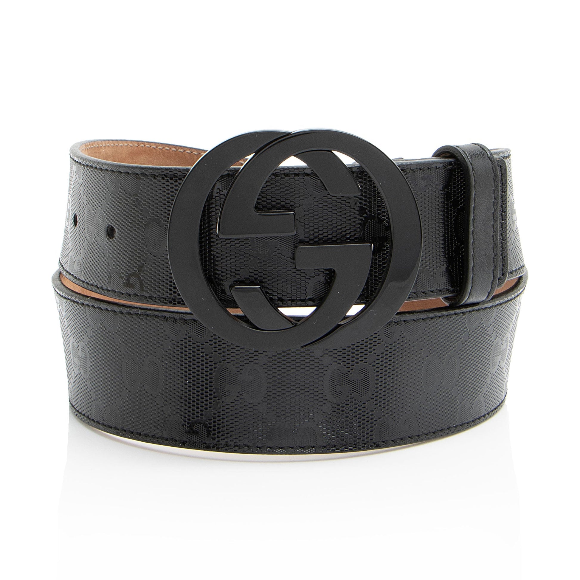 Gucci GG Imprime Interlocking G Belt Leather Canvas Black Accessory
