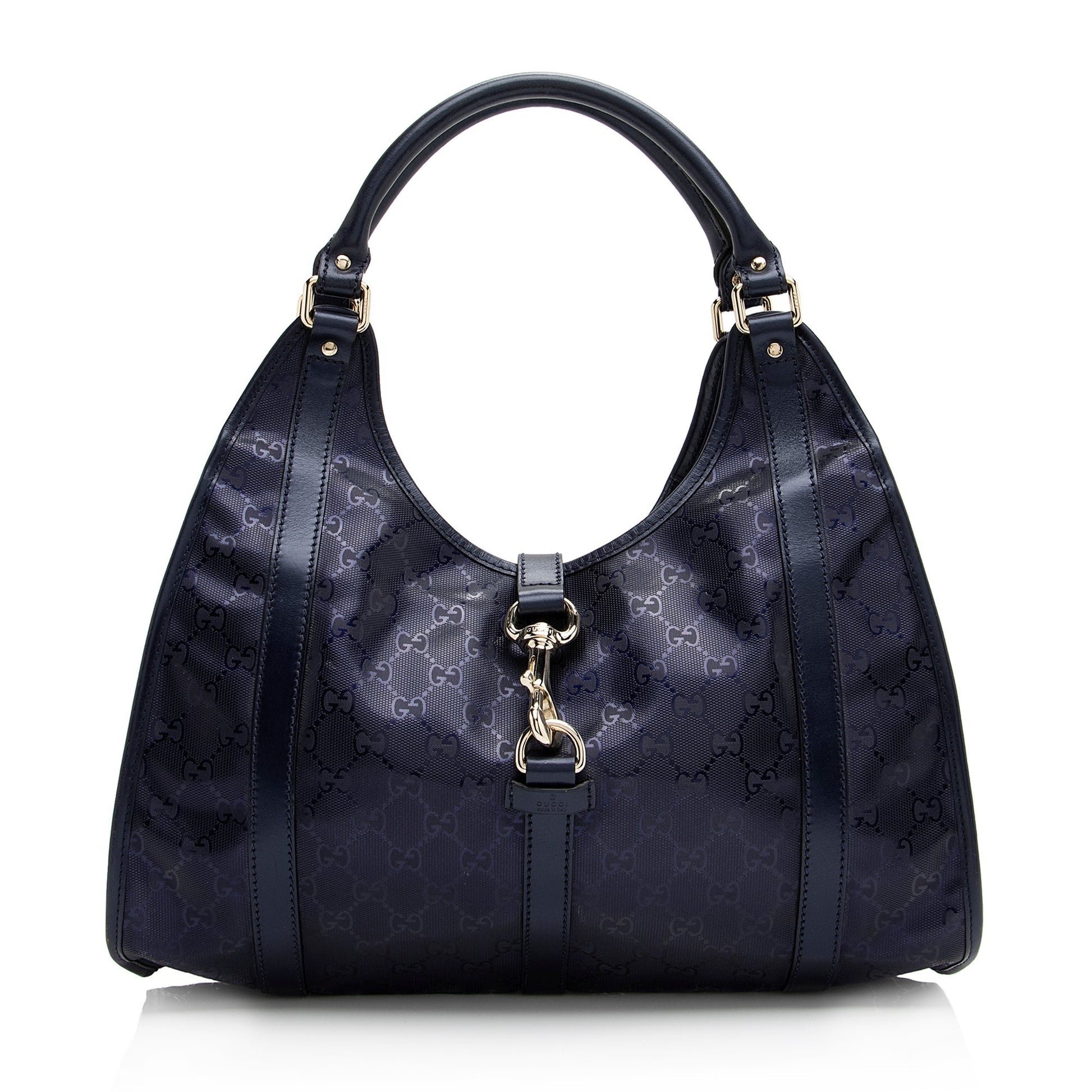 Gucci GG Imprime Joy Bardot SHF Leather Canvas Blue Medium Shoulder Bag