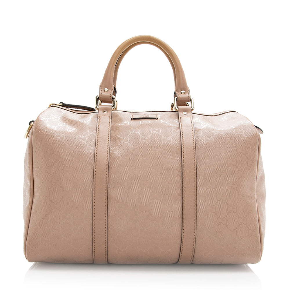 Gucci GG Imprime Joy Boston SHF Leather Canvas Beige Satchel Bag