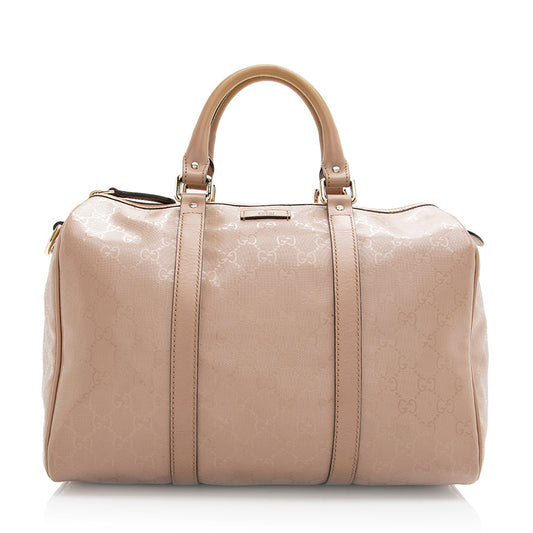 Gucci GG Imprime Joy Boston SHF Leather Canvas Beige Satchel Bag