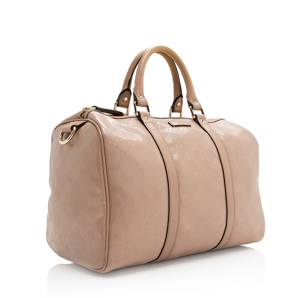 Gucci GG Imprime Joy Boston SHF Leather Canvas Beige Satchel Bag