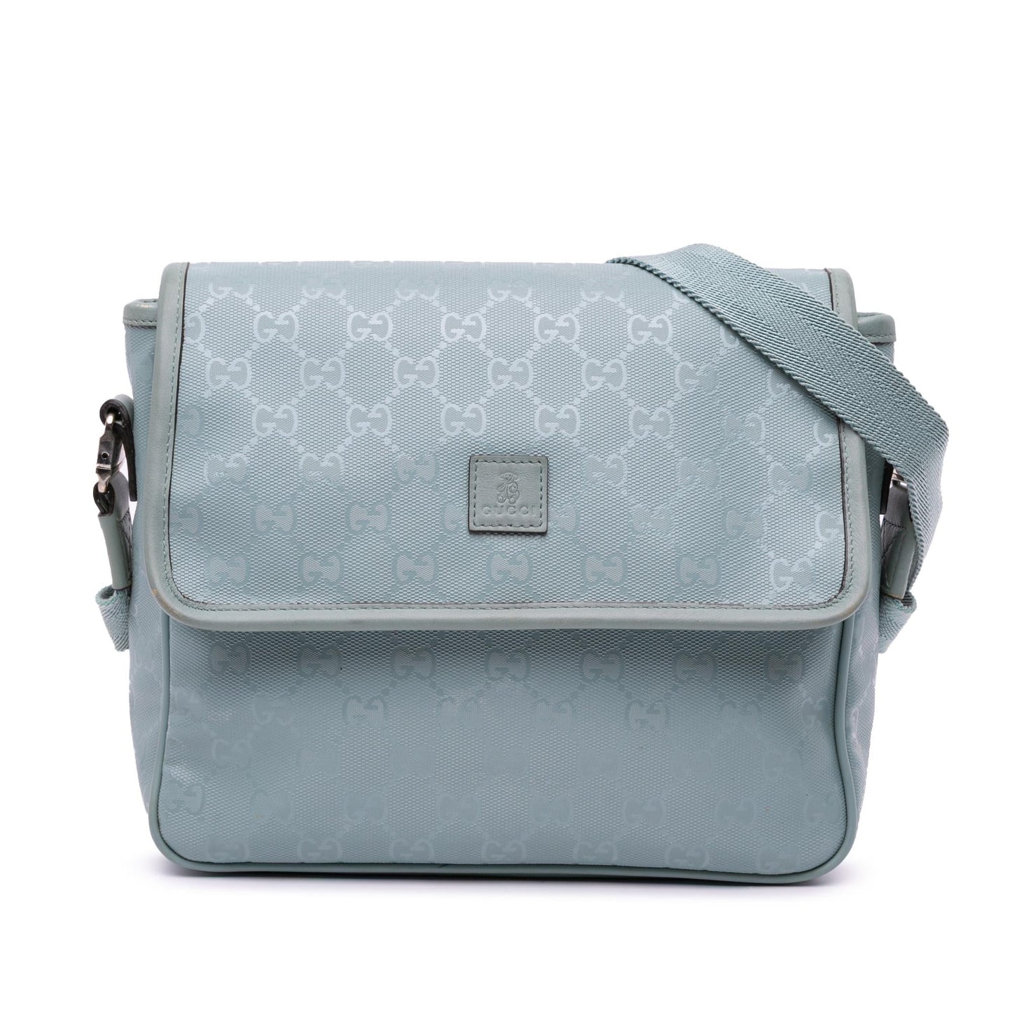 Gucci GG Imprime Kids Messenger Canvas Calf Blue Crossbody Bag