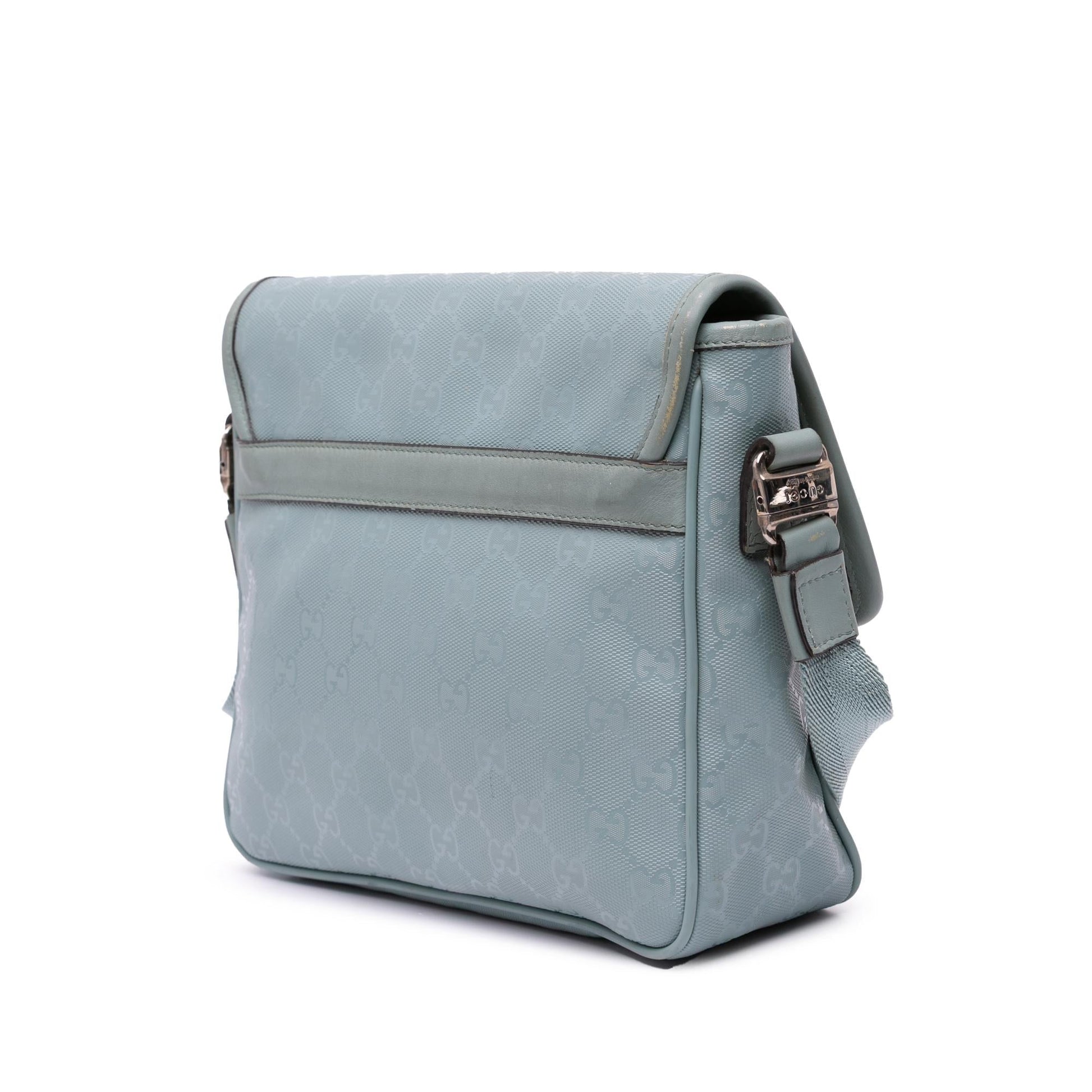 Gucci GG Imprime Kids Messenger Canvas Calf Blue Crossbody Bag