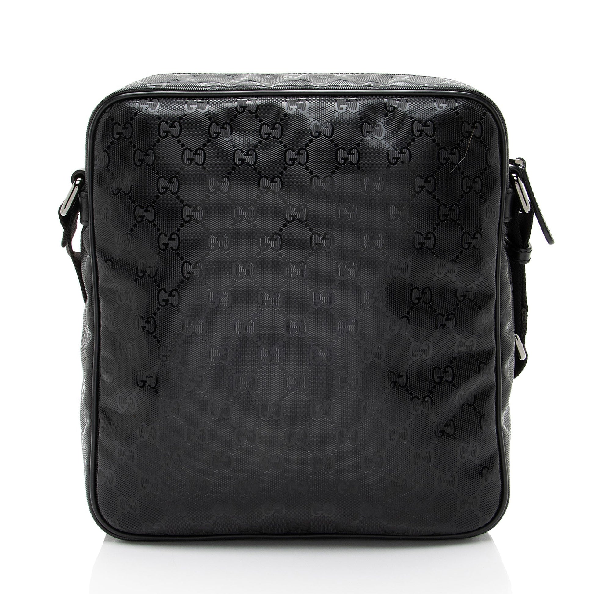 Gucci GG Imprime Messenger Leather Canvas Nylon Black Shoulder Bag
