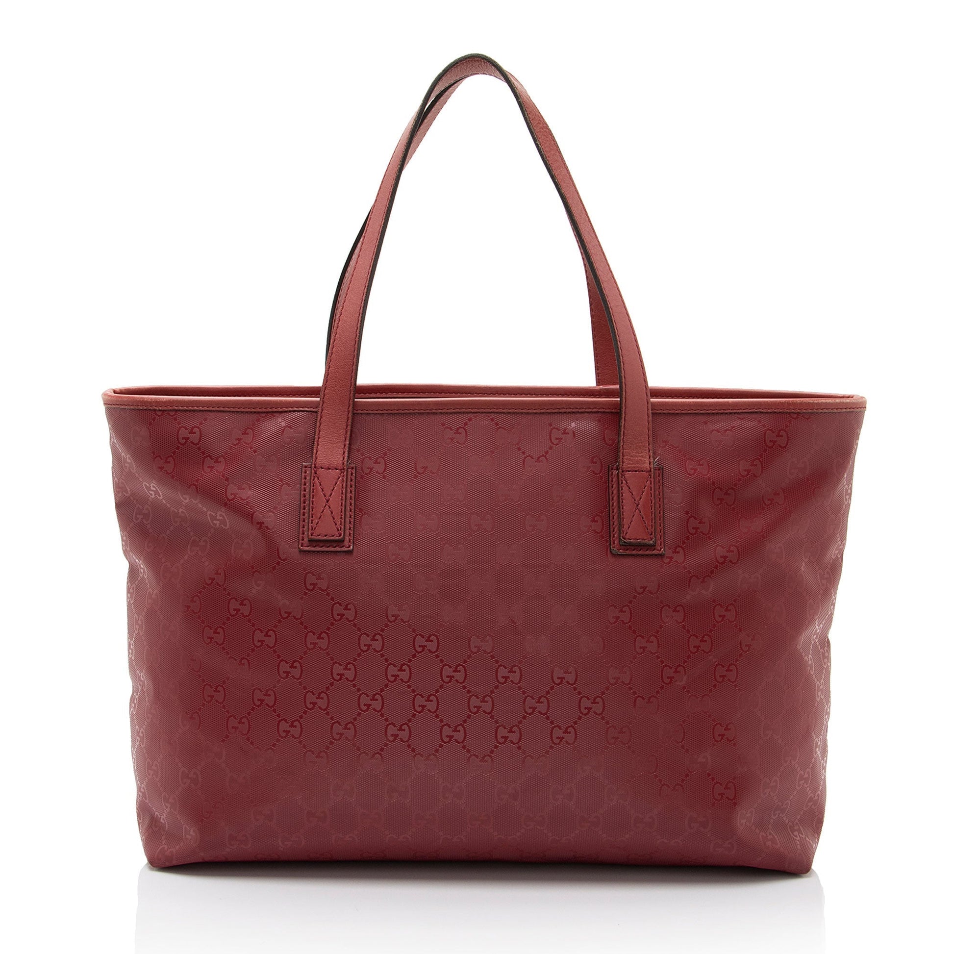 Gucci GG Imprime SHF-6dfyKy Leather Canvas Red Medium Tote Bag