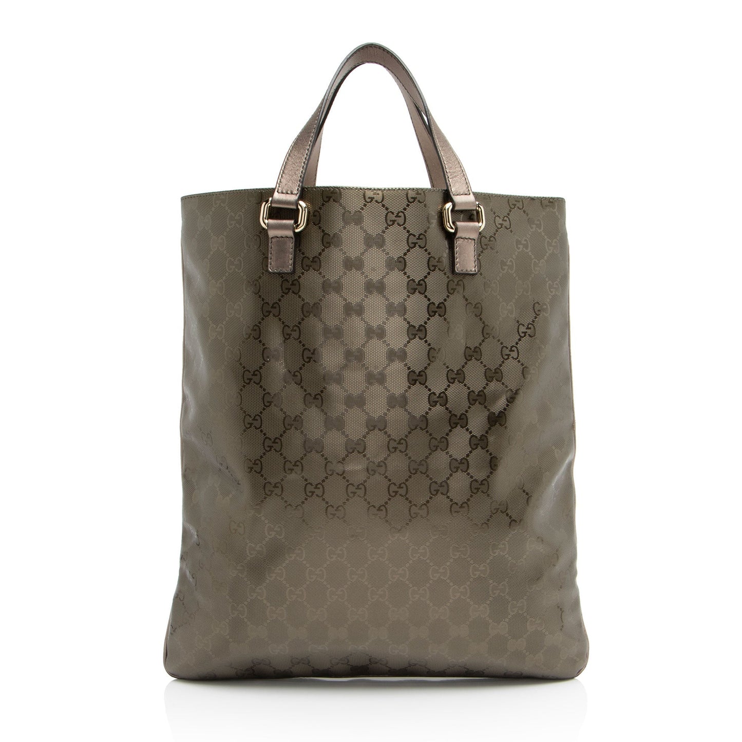 Gucci GG Imprime Leather Canvas Silver Tote Bag