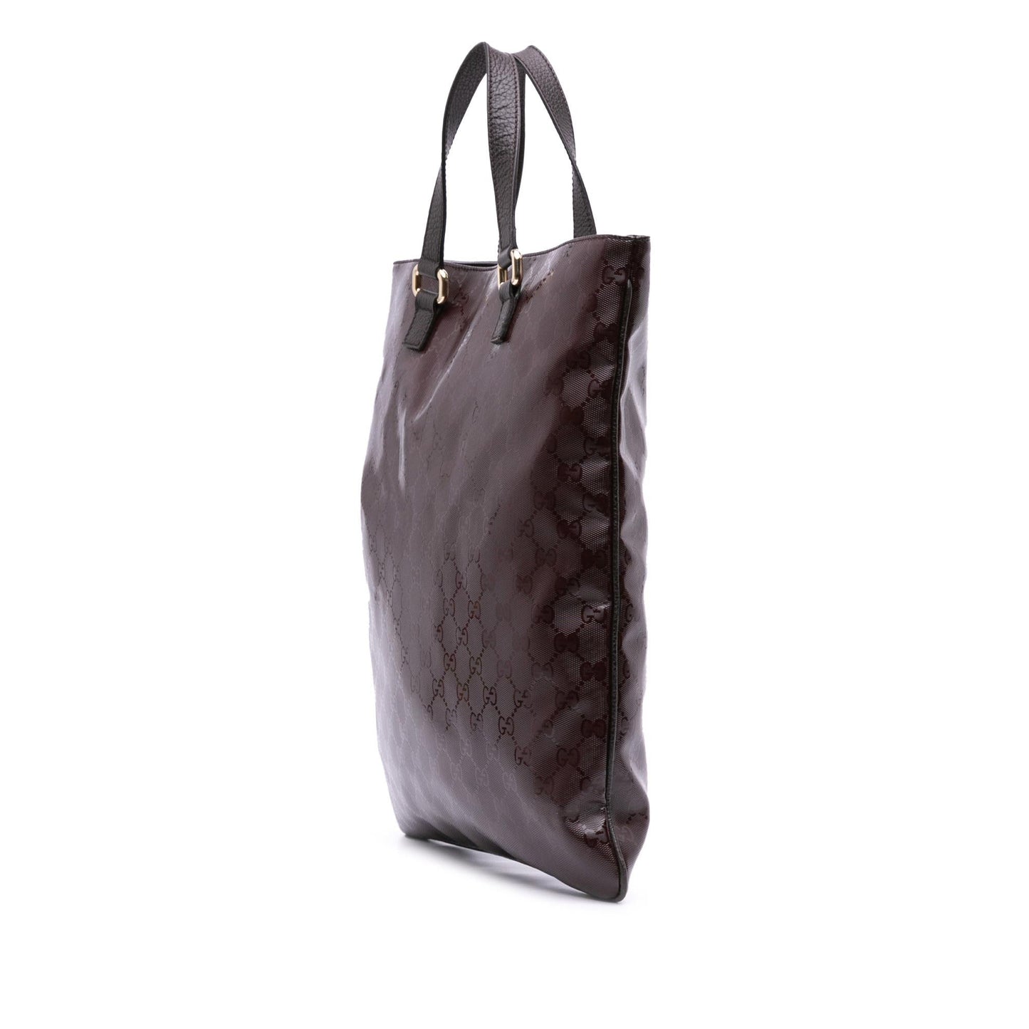 Gucci GG Imprime Canvas Calf Brown Tote Bag Tote 3