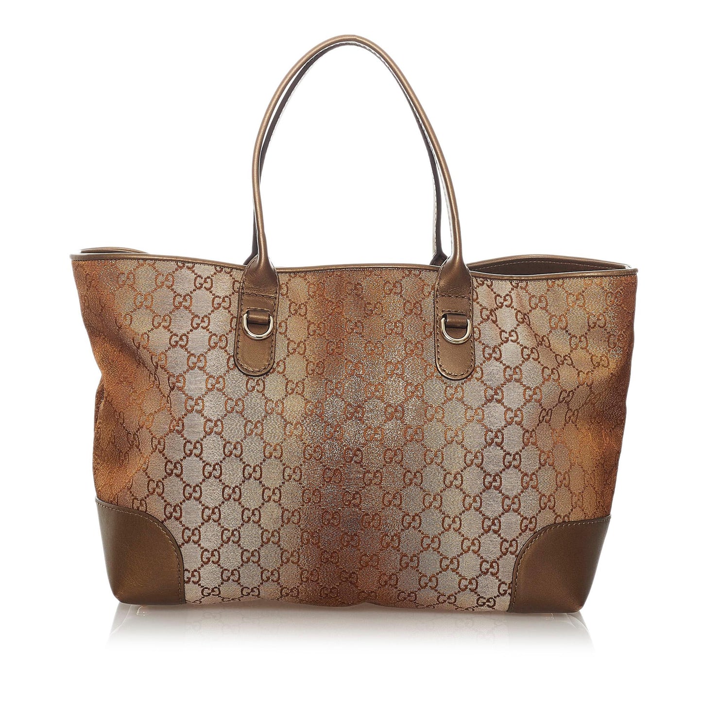 Gucci GG Lurex Heart Bit SHG Canvas Calf Brown Tote Bag