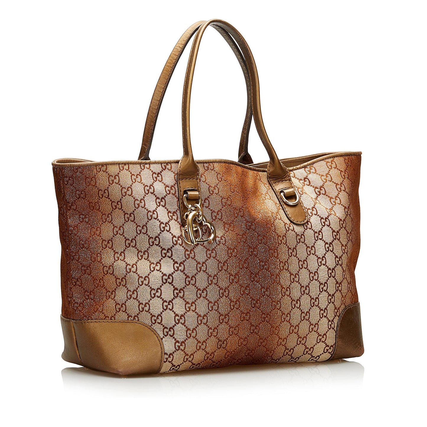 Gucci GG Lurex Heartbit SHG Canvas Gold Tote Bag