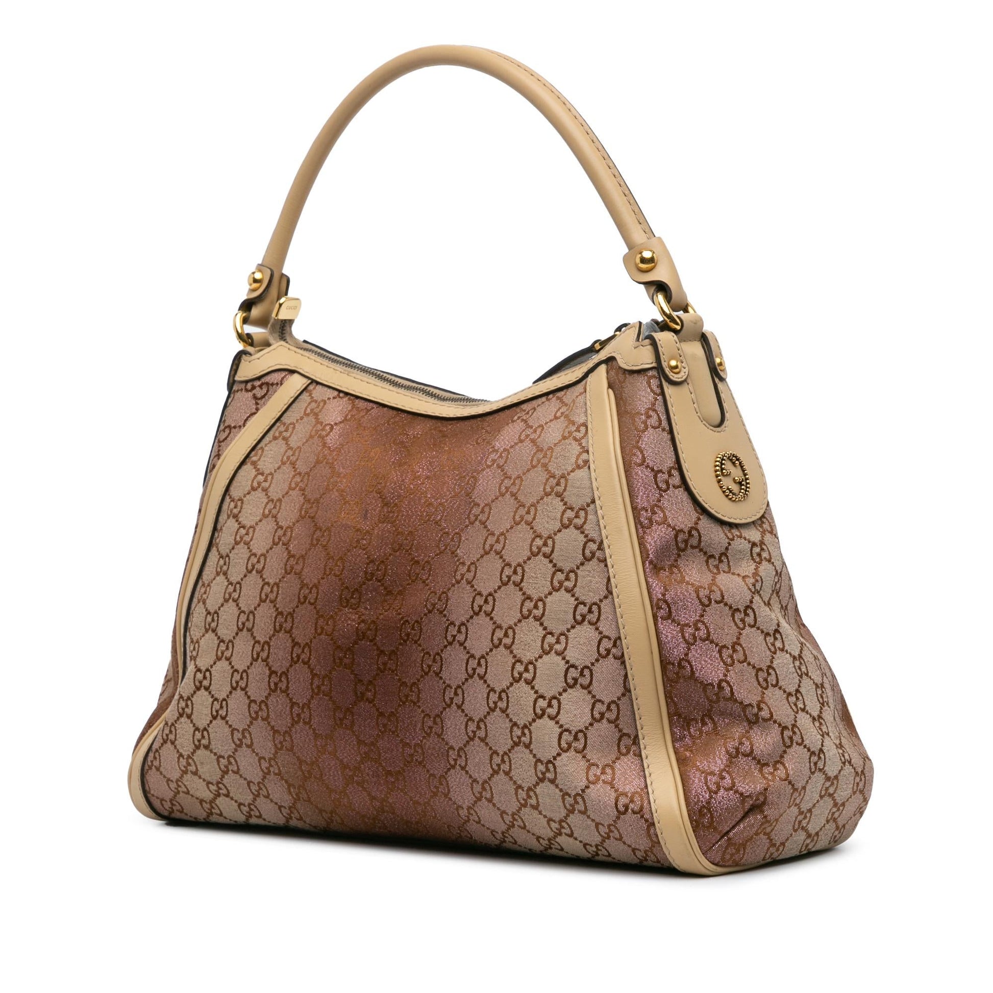 Gucci GG Lurex Scarlett Canvas Calf Brown Shoulder Bag