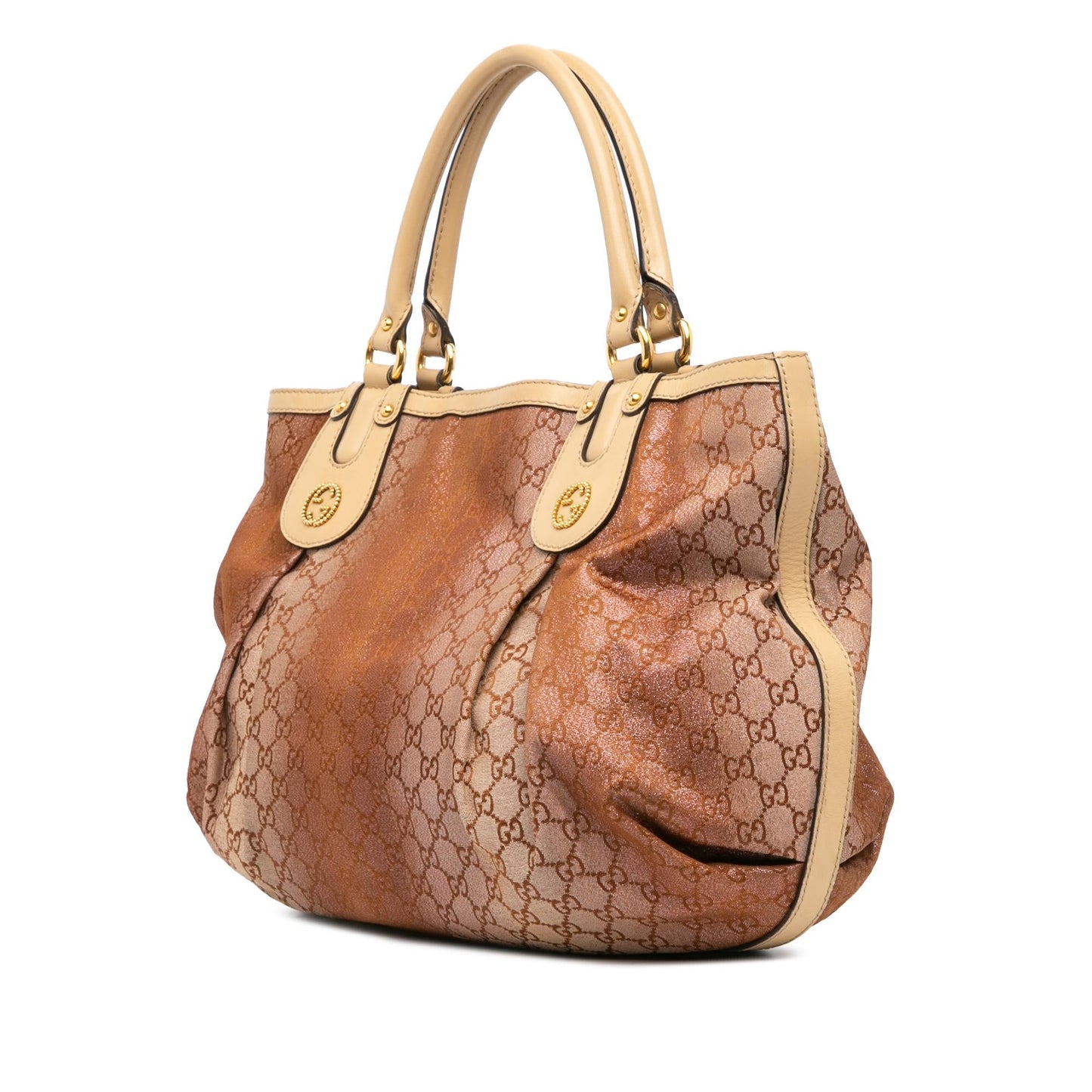 Gucci GG Lurex Scarlett Canvas Brown Tote Bag