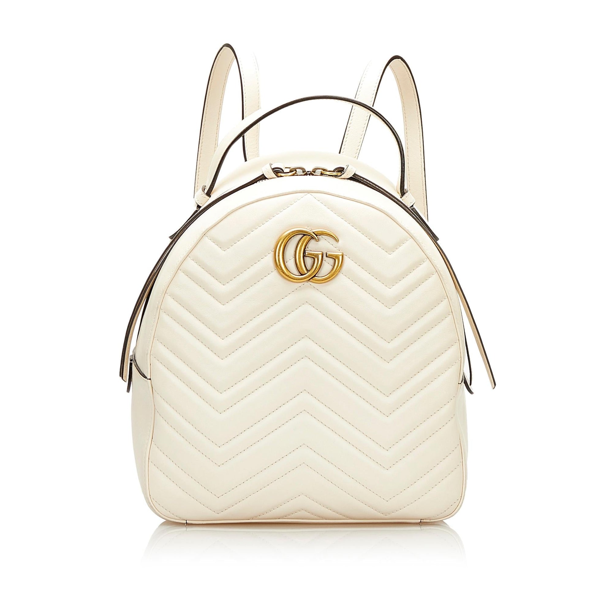 Gucci GG Marmont Backpack SHG Calf White