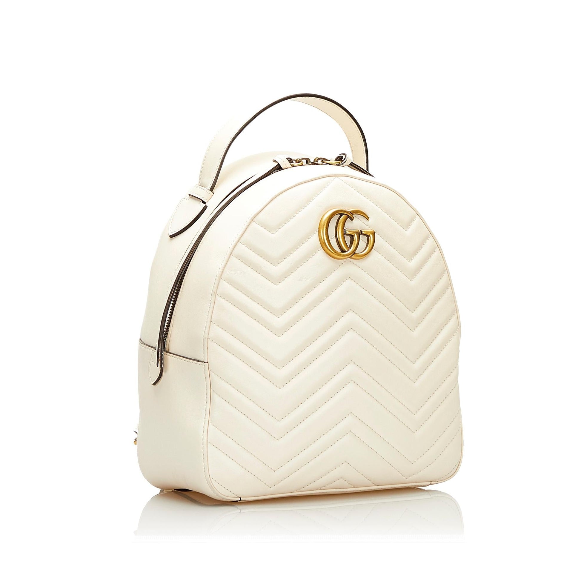 Gucci GG Marmont Backpack SHG Calf White