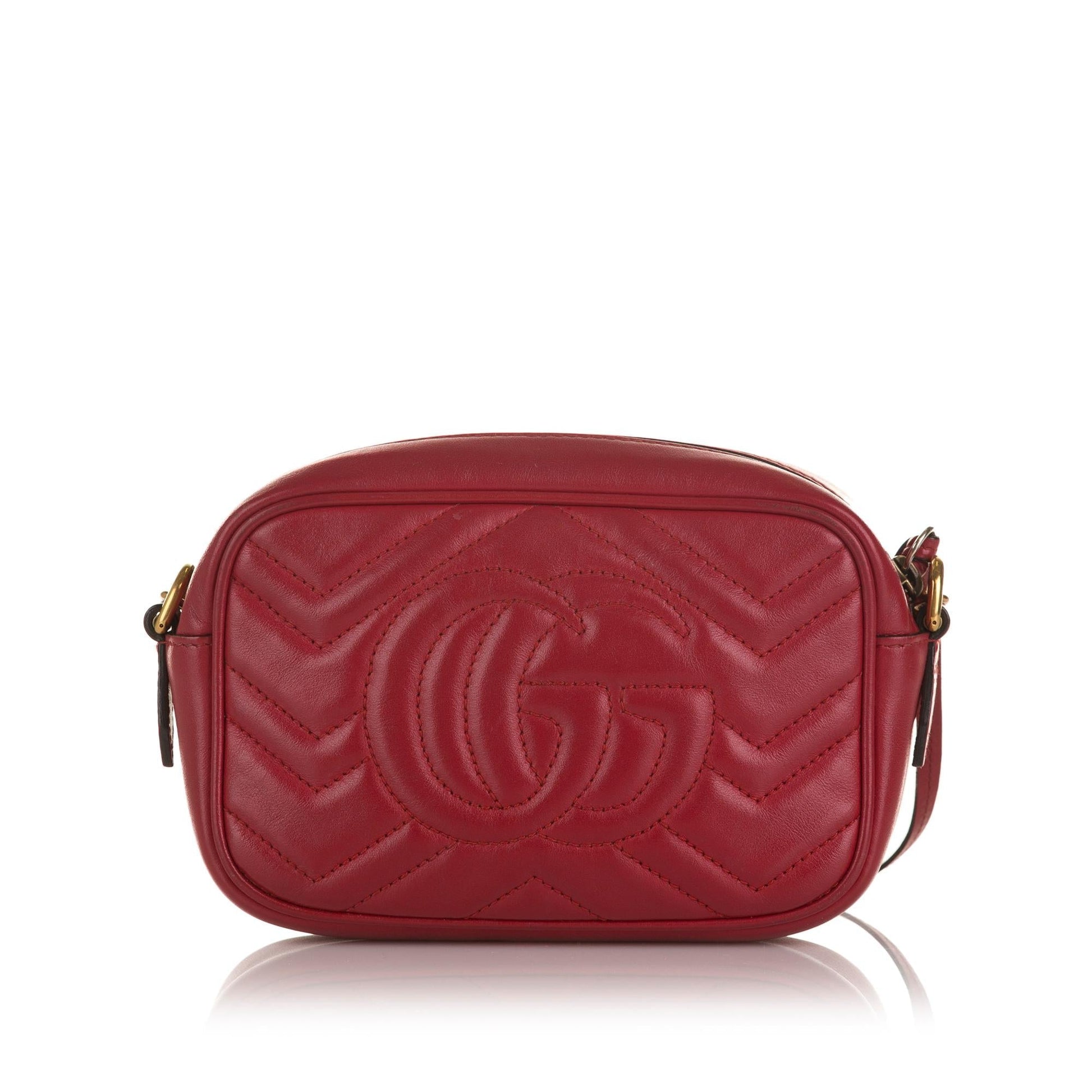 Gucci GG Marmont SHG Calf Red Crossbody Bag