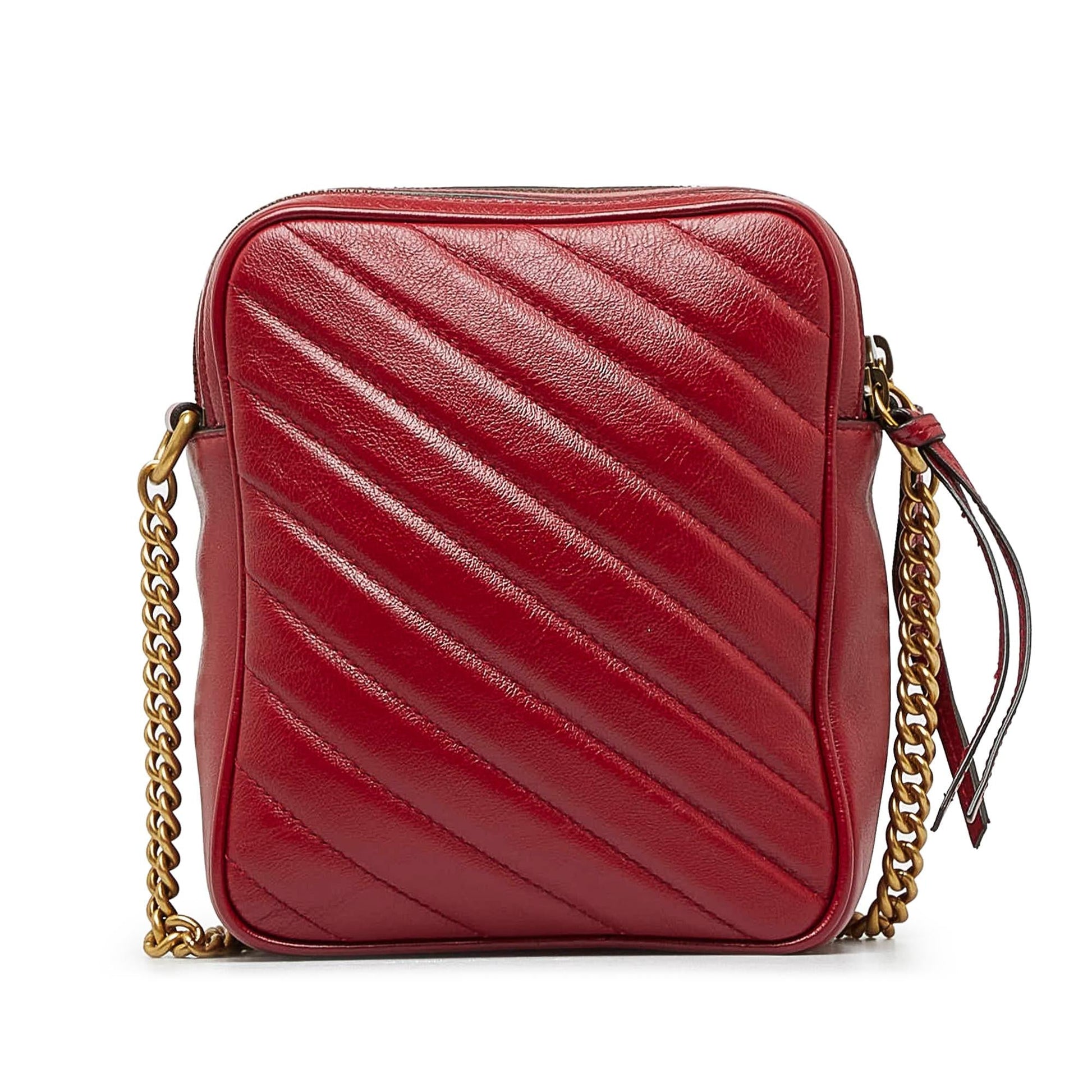 Gucci GG Marmont Double Zip Camera Calf Red Crossbody Bag Shg B9Hwew