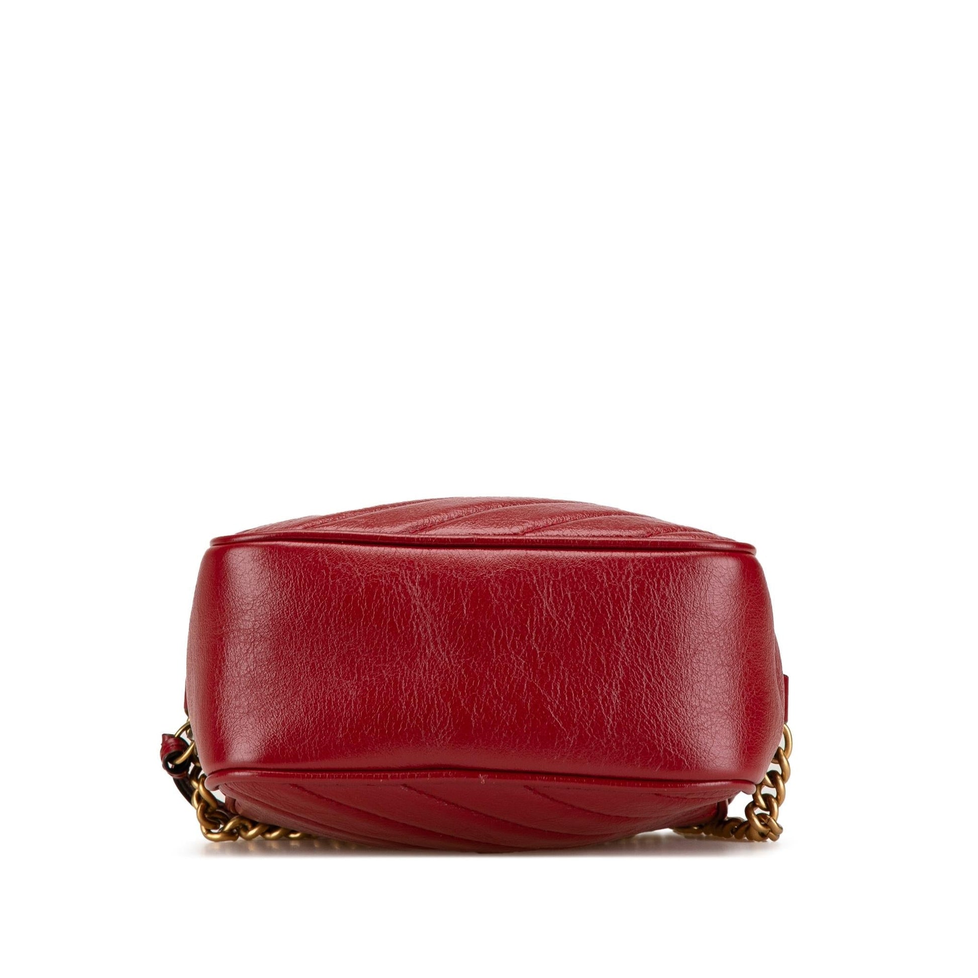 Gucci GG Marmont Double Zip Camera Calf Red Crossbody Bag
