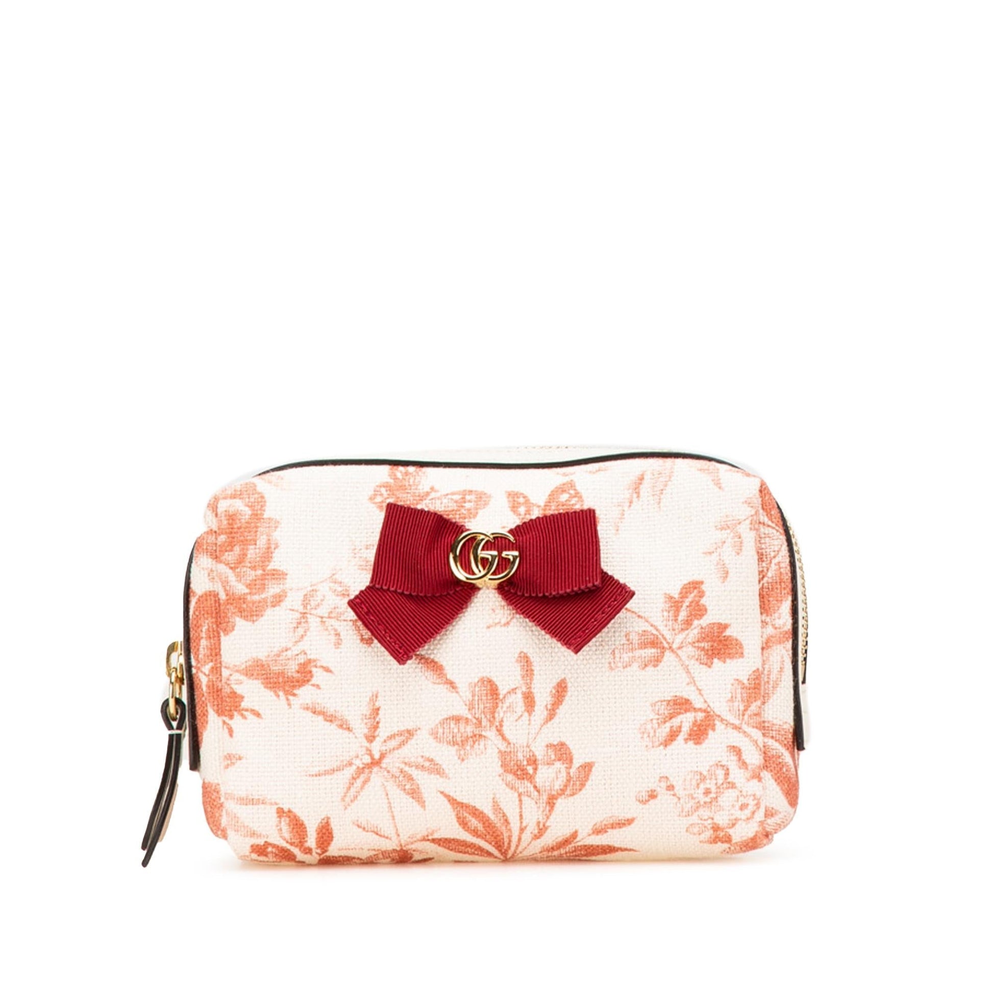 Gucci GG Marmont Herbarium Pouch Canvas Calf Brown Handbag