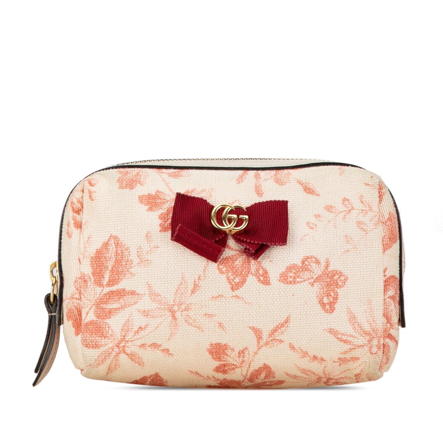 Gucci GG Marmont Herbarium Pouch Canvas Brown Pink Handbag
