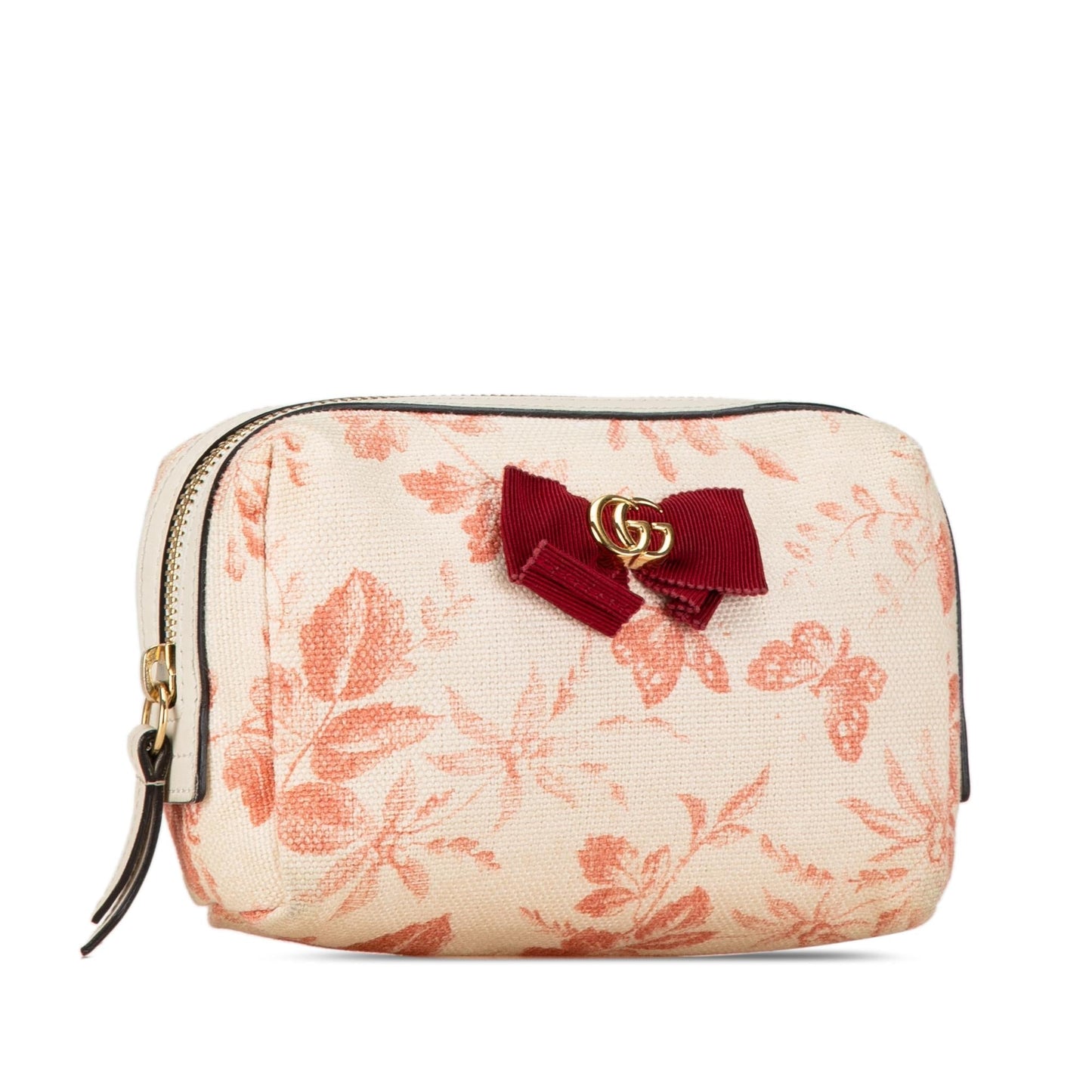 Gucci GG Marmont Herbarium Pouch Canvas Brown Pink Handbag