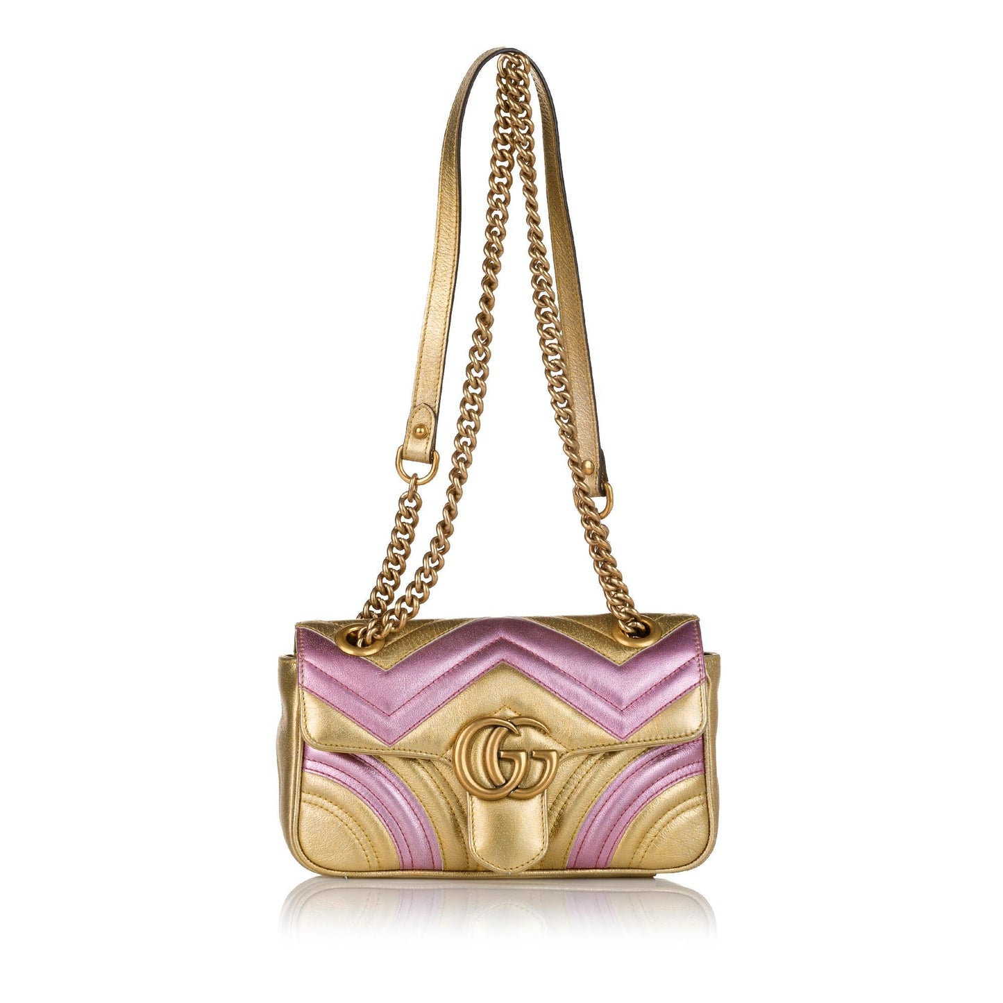 Gucci GG Marmont SHG Leather Calf Gold Crossbody Bag