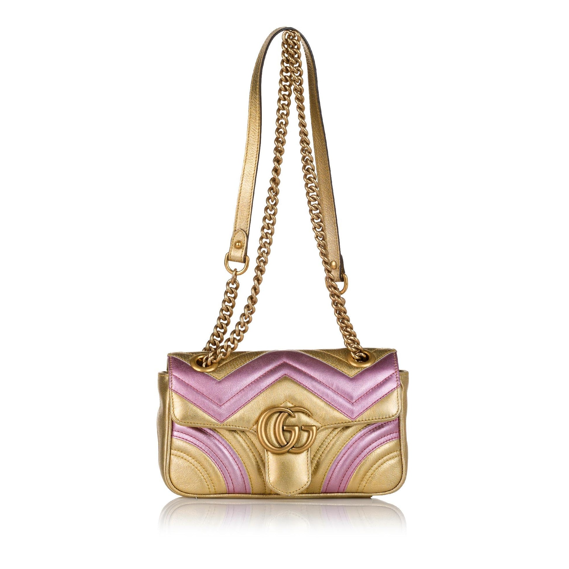 Gucci GG Marmont SHG Leather Calf Gold Crossbody Bag