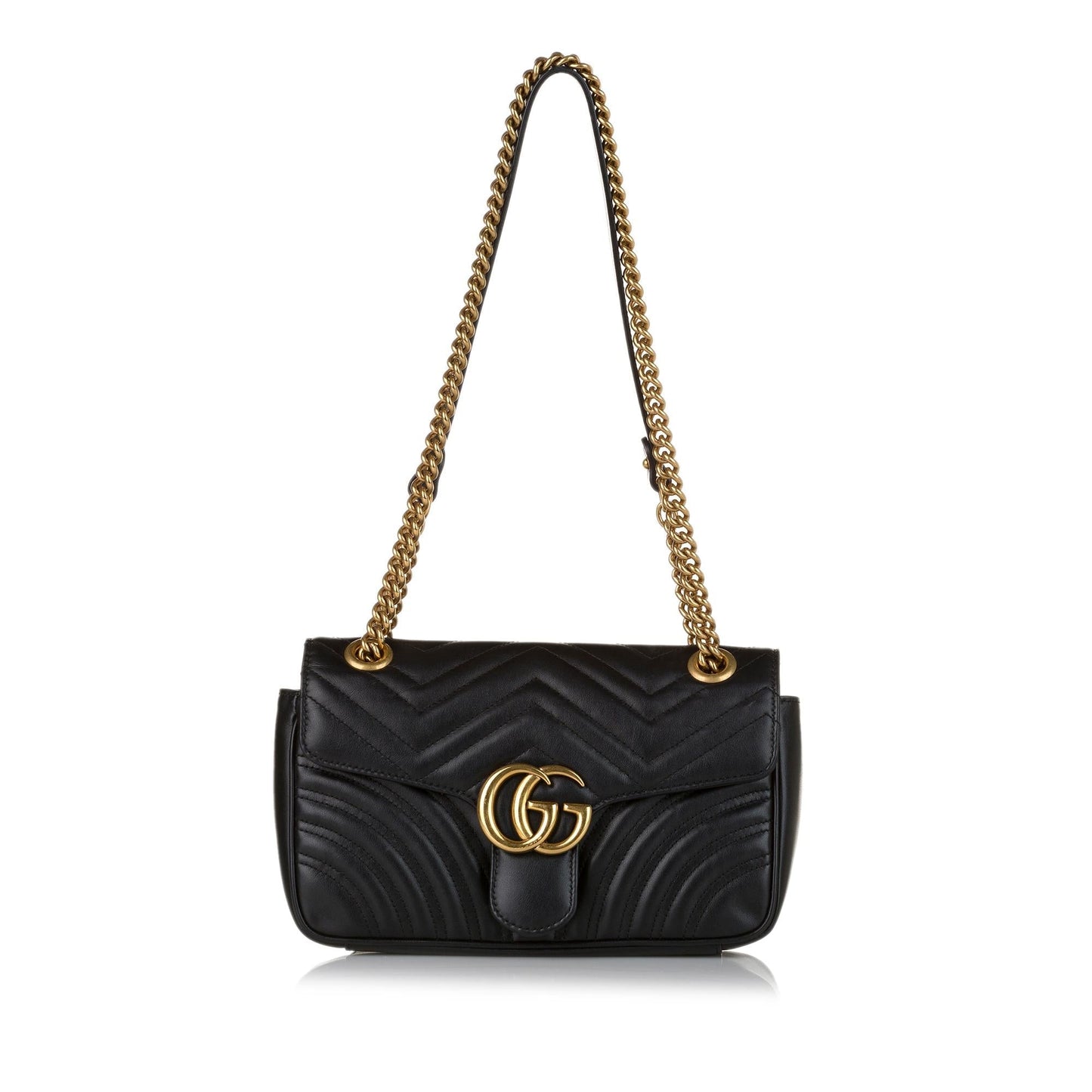 Gucci GG Marmont SHG Leather Black Crossbody Bag