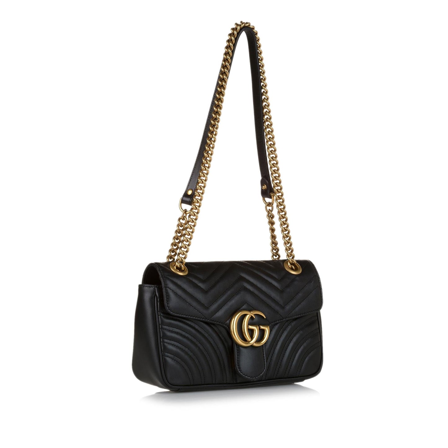 Gucci GG Marmont SHG Leather Black Crossbody Bag