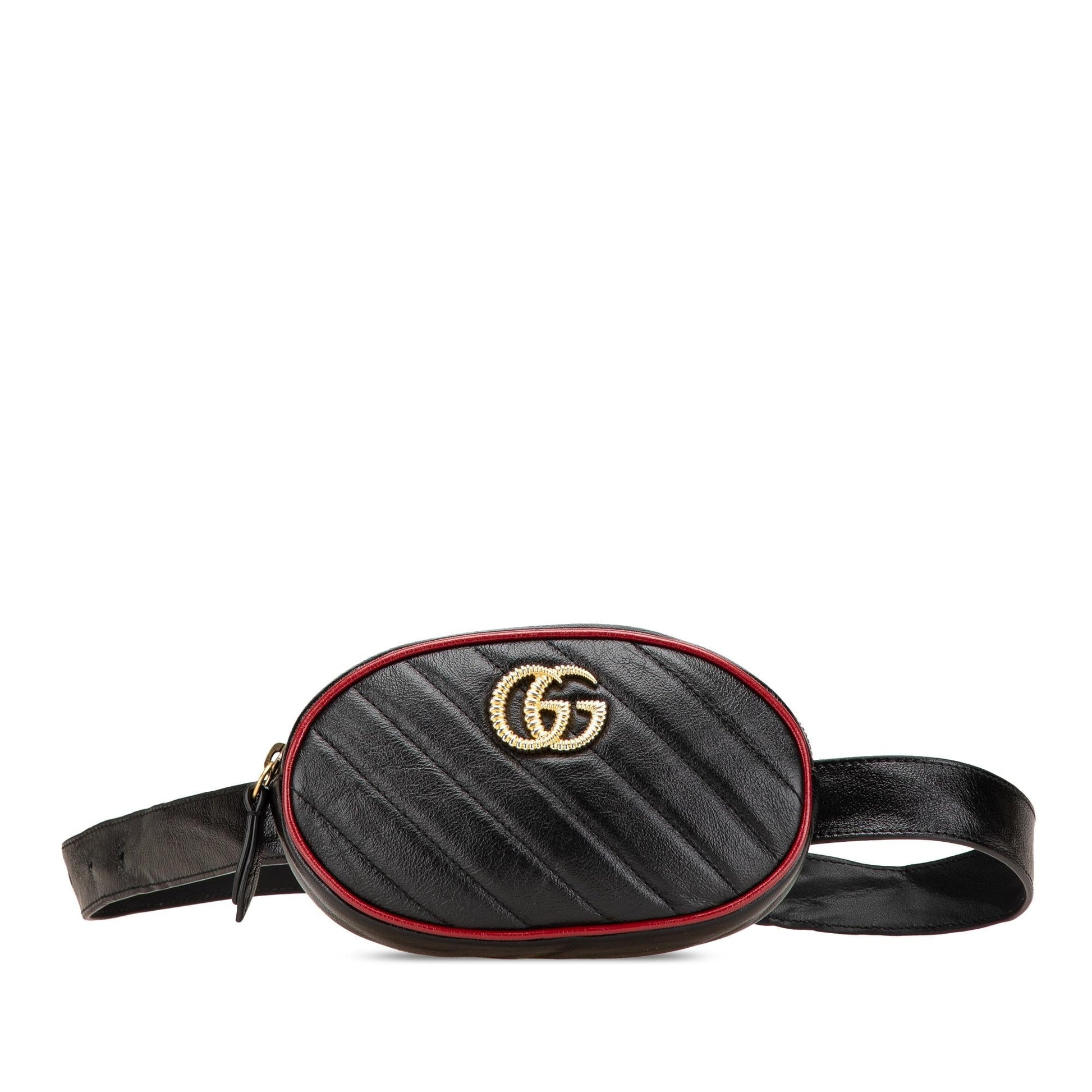 Gucci GG Marmont Torchon Belt Matelasse Leather Calf Black Accessory Bag 2